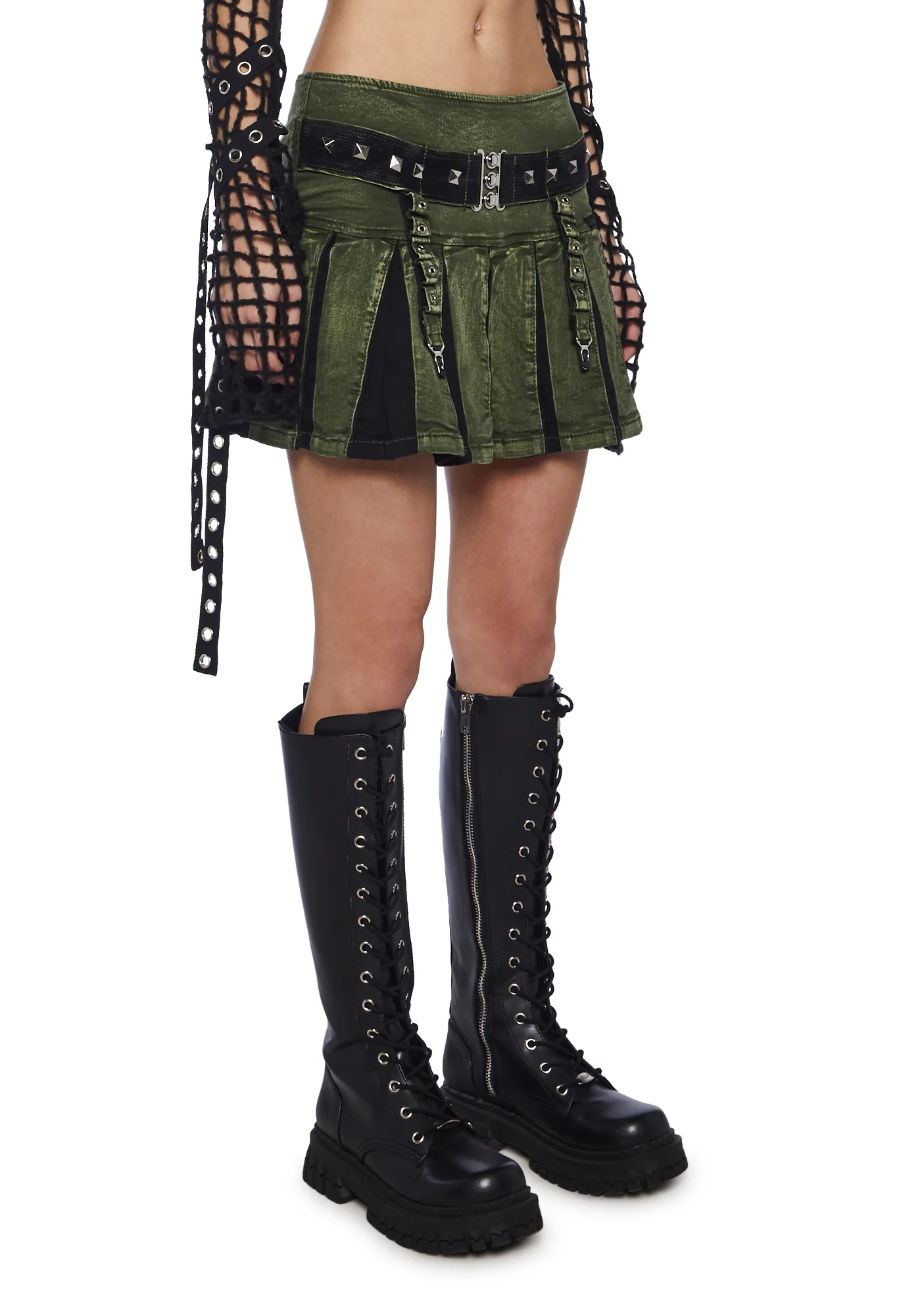 Peace Pleated Skirt - Green - Image 3