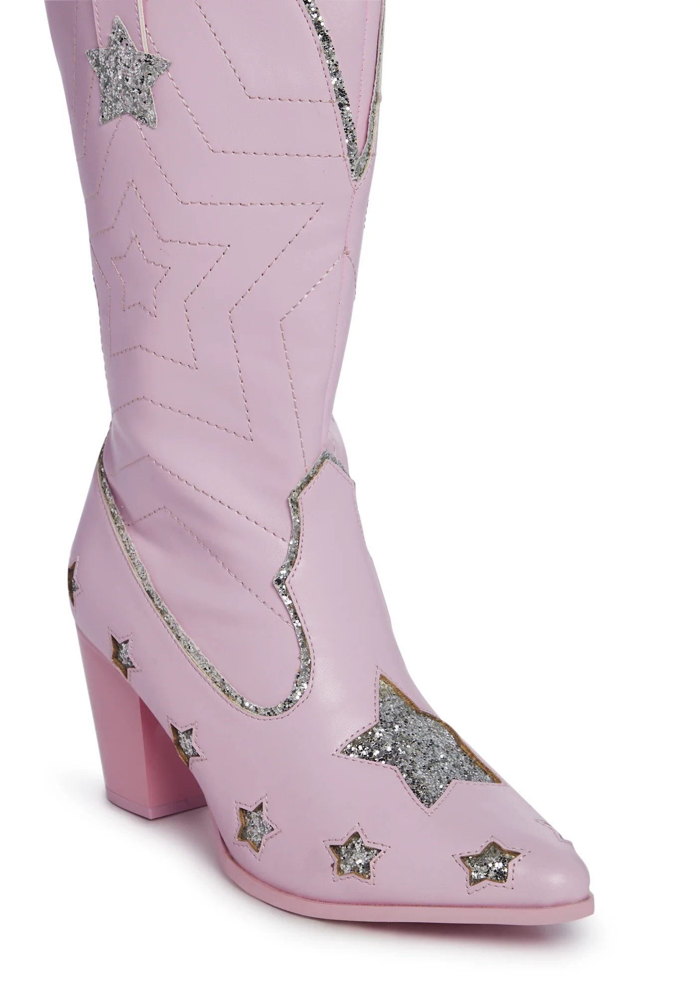 Pearl Star Space Cowgirl Boots - Pink/Silver - Image 2