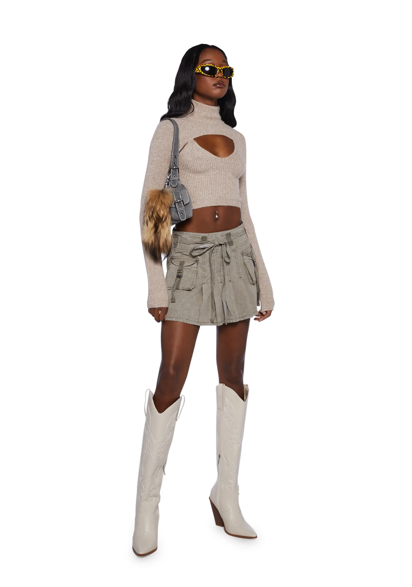 Peekaboo Cut Out Crop Sweater - Image 2