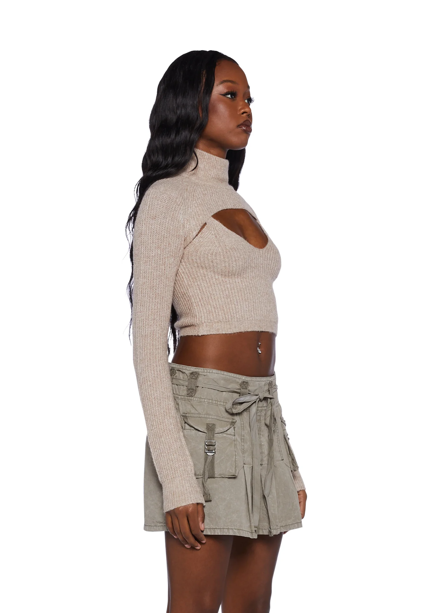 Peekaboo Cut Out Crop Sweater - Image 3