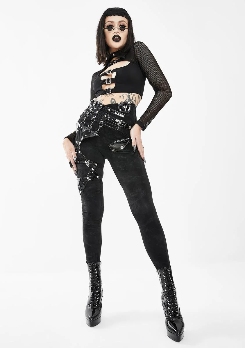 Pentagram Leg Harness Skinny Pants - Image 3