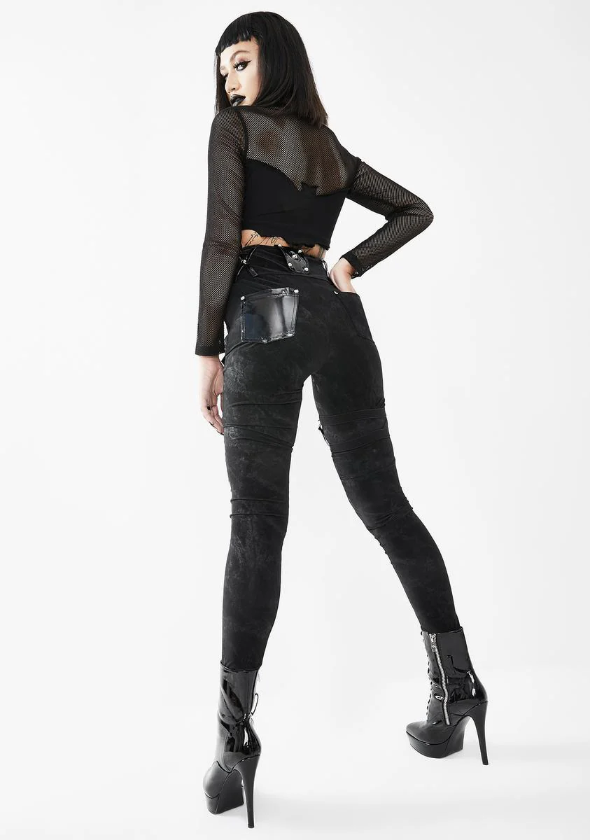 Pentagram Leg Harness Skinny Pants - Image 4