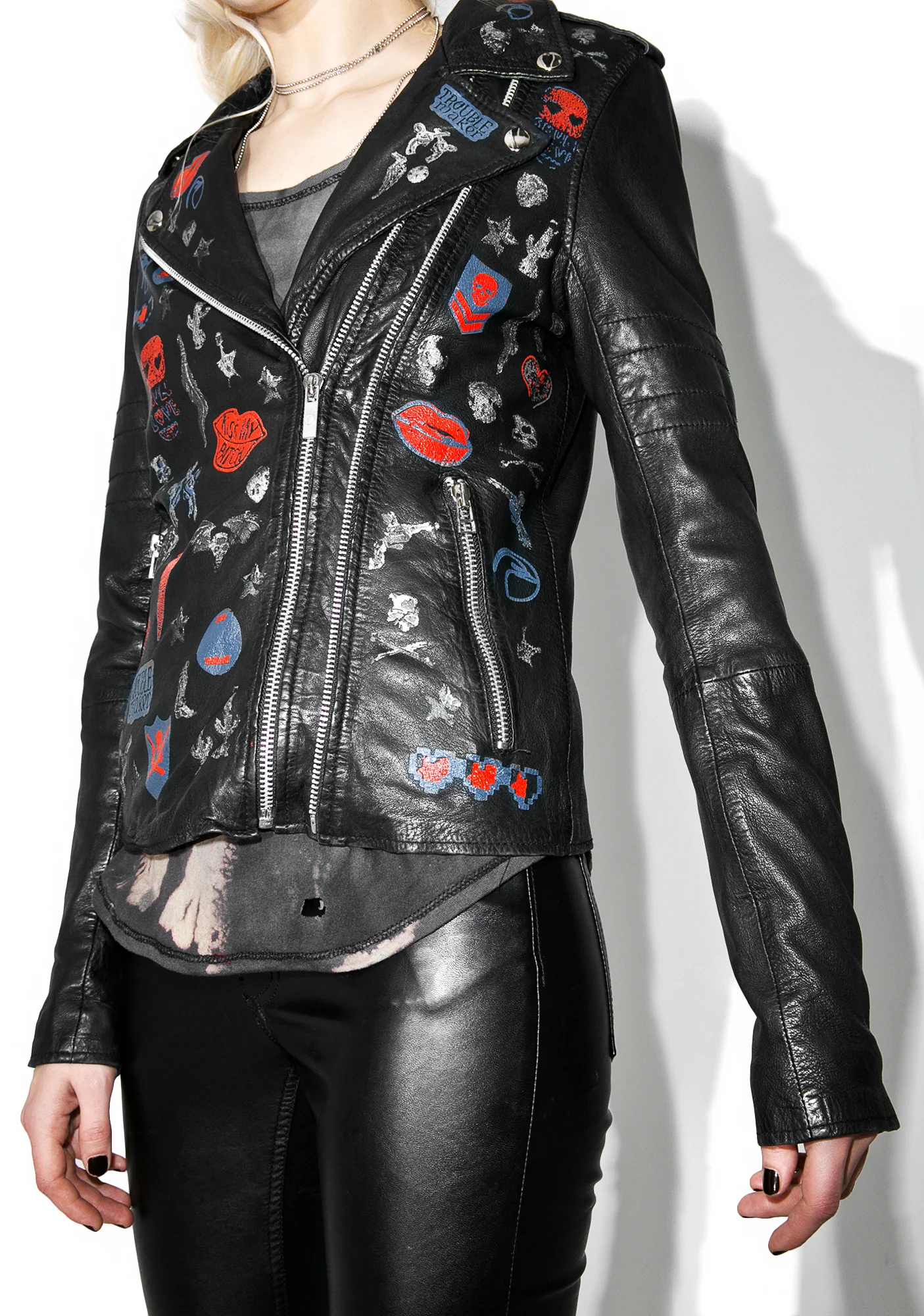 Perfecto Patched Leather Biker Jacket - Image 3