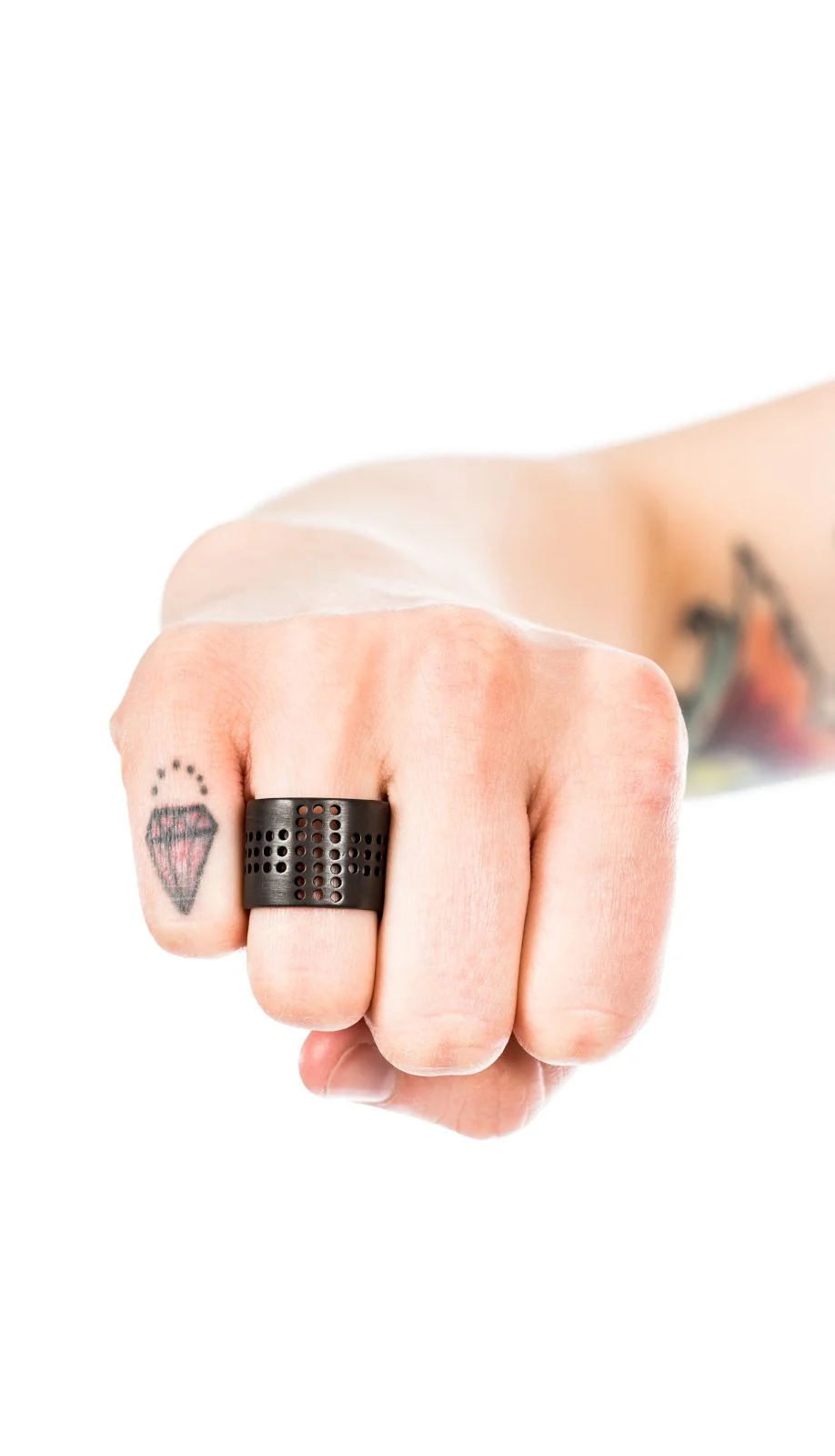 Perforated Cross Ring - Black - Image 2