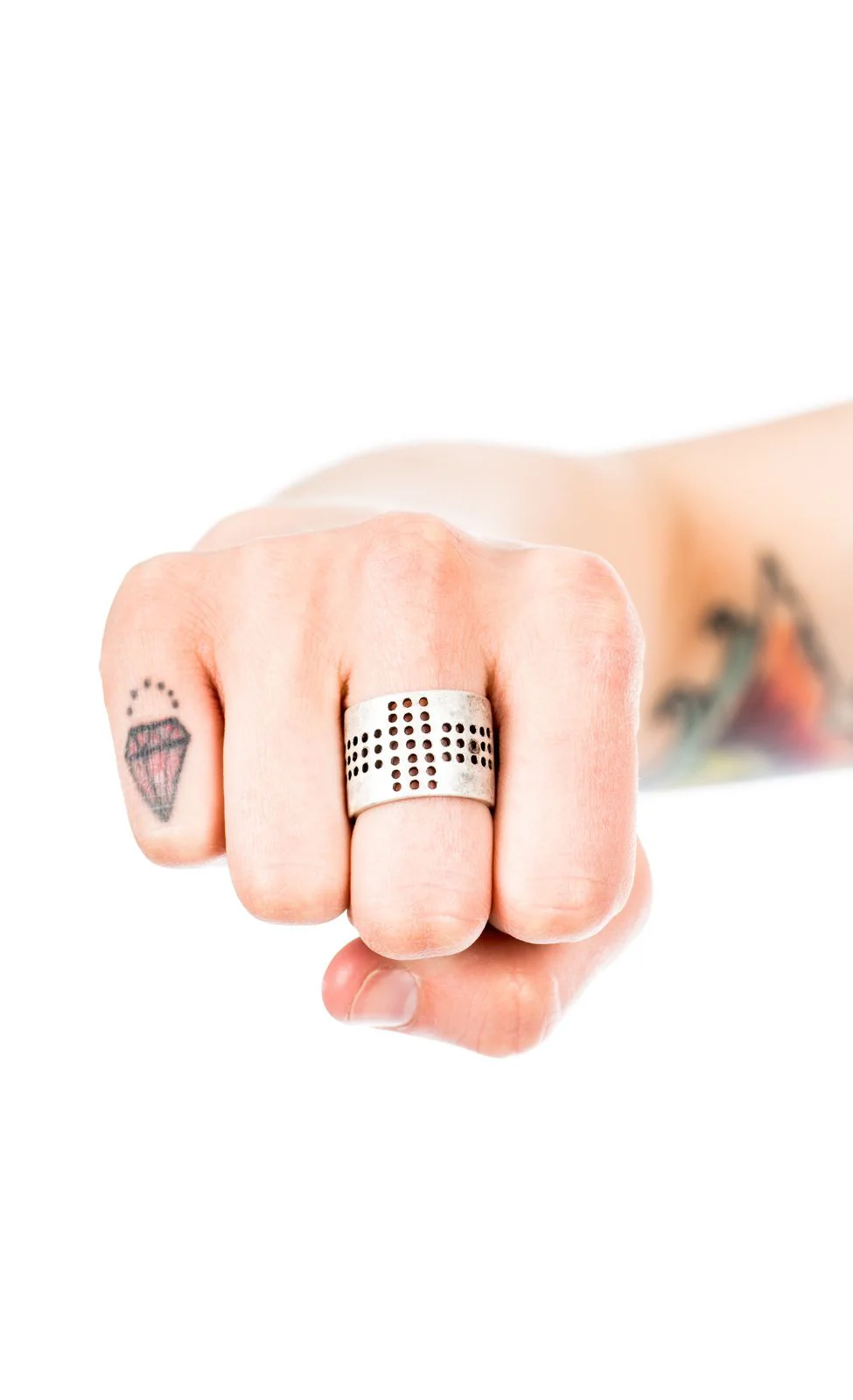 Perforated Cross Ring - Black - Image 3