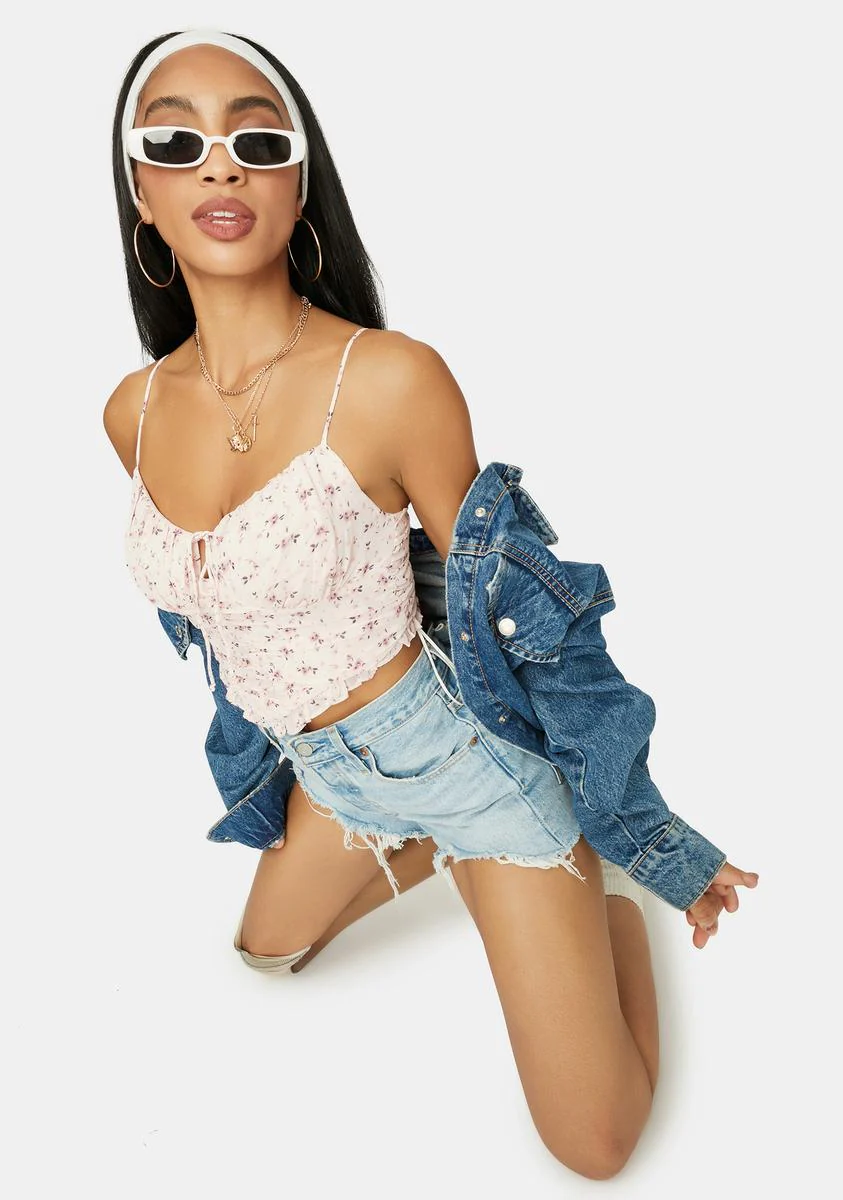 Petal Now Forever Floral Ruched Crop Top - Image 2