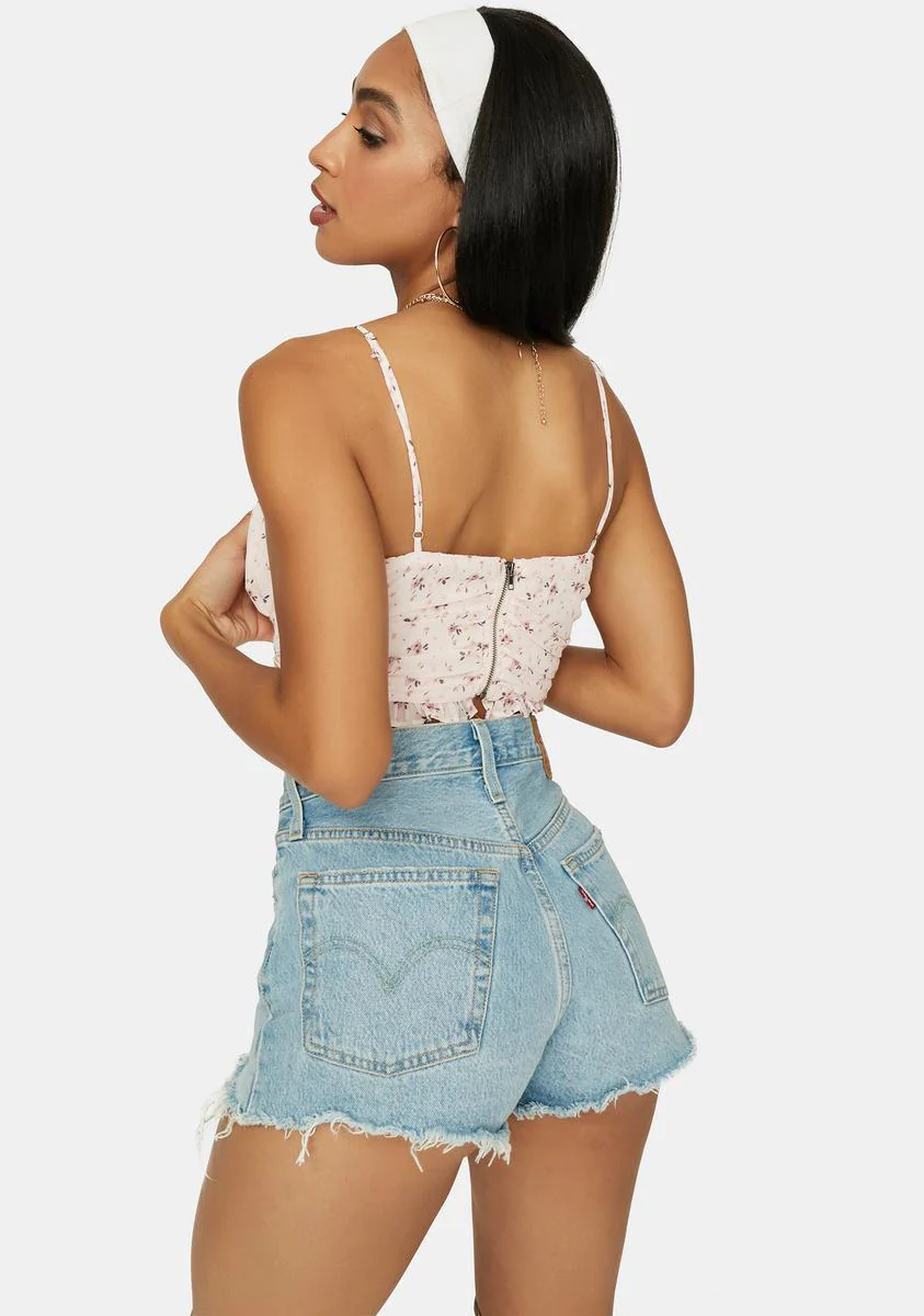 Petal Now Forever Floral Ruched Crop Top - Image 4