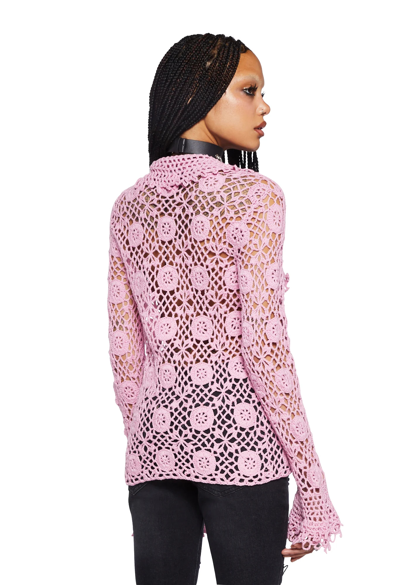 Modern Enchantment Crochet Cardigan - Pink - Image 4