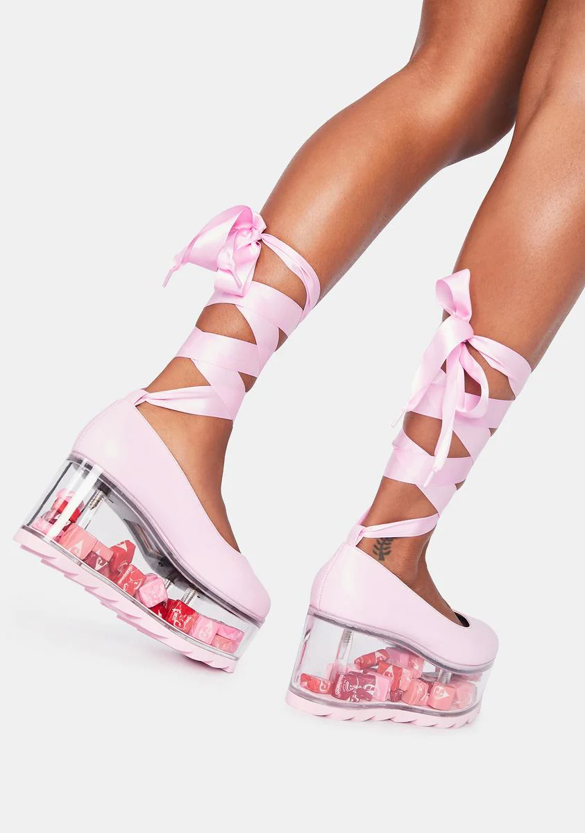 Pink Qloud Swan Lace Up Platforms - Image 4