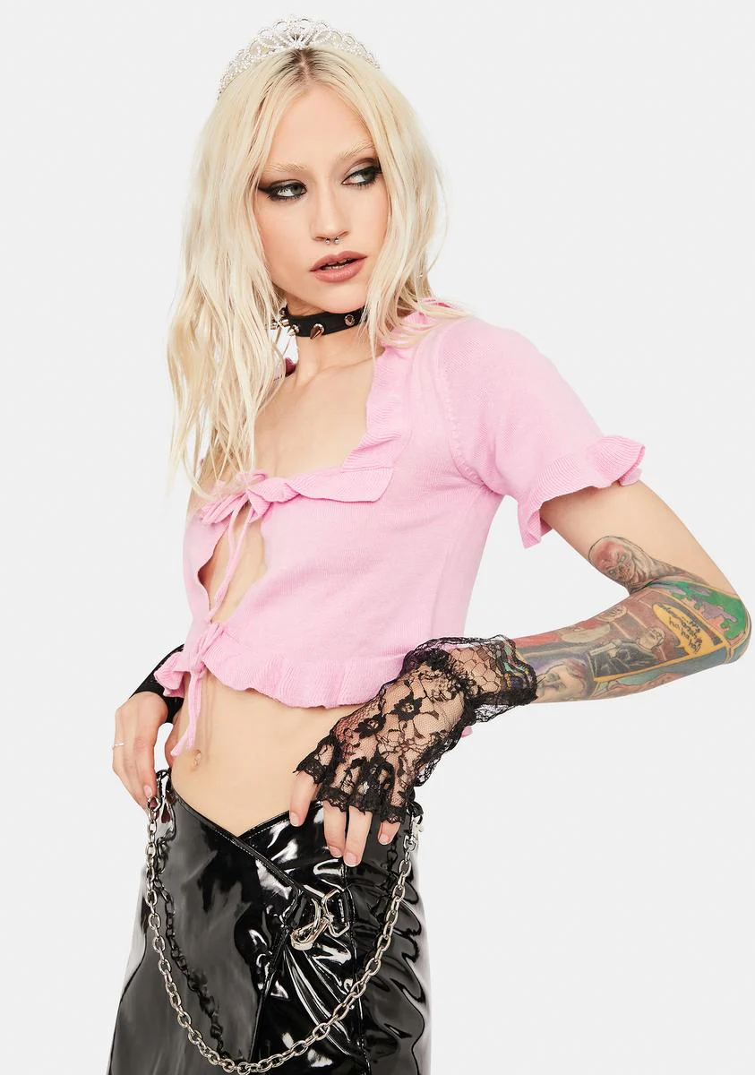 Pink Ruffled Knit Top - Image 2
