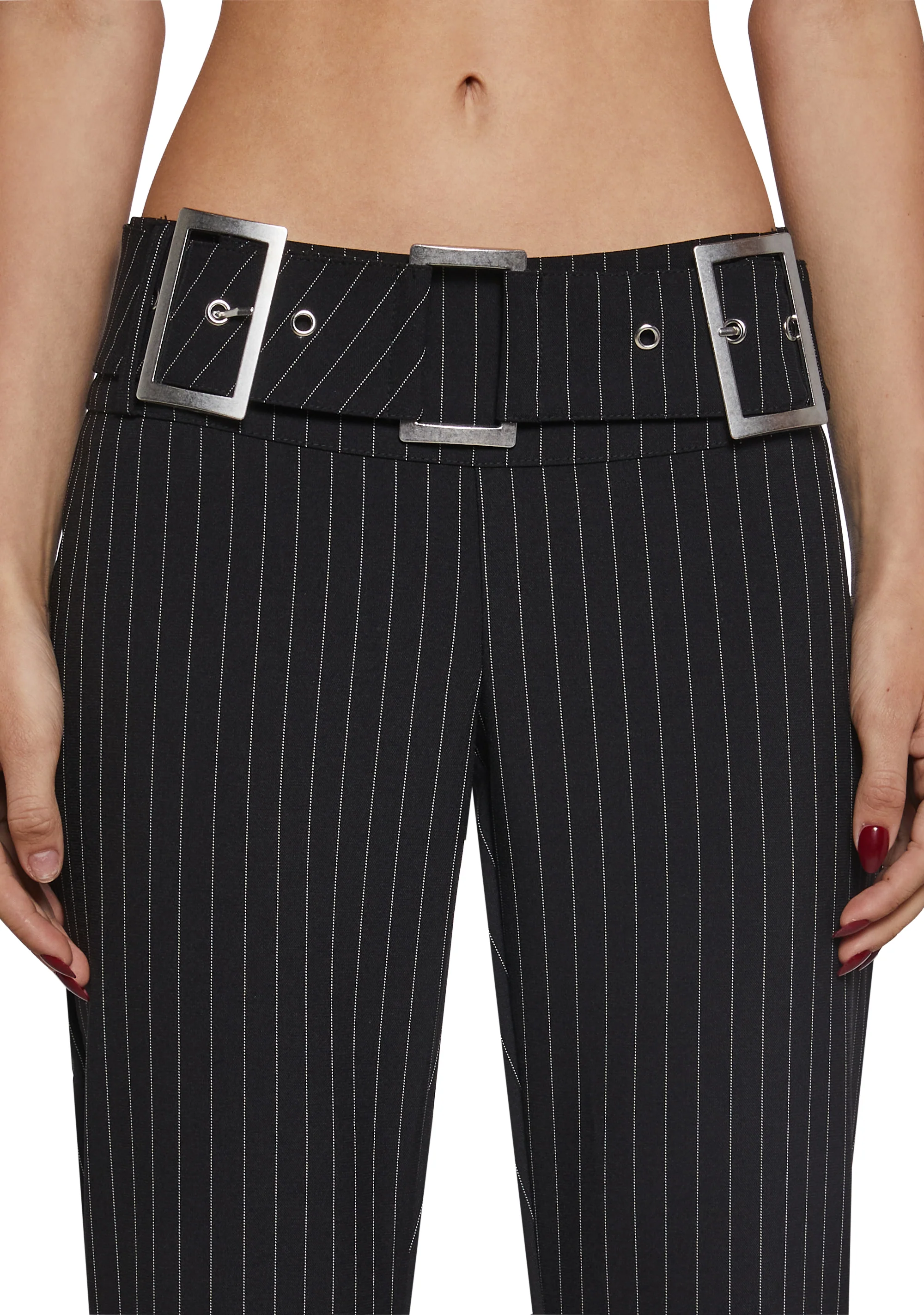 Pinstripe Low Rise Slacks - Image 5
