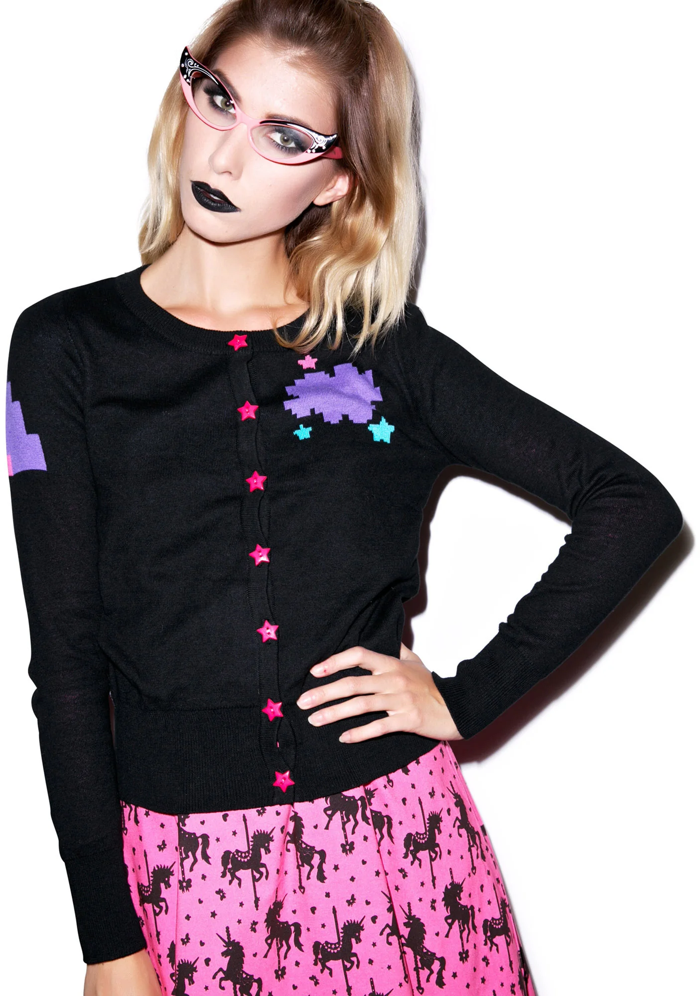 Pixel Unicorn Knit In Cardigan - Image 4