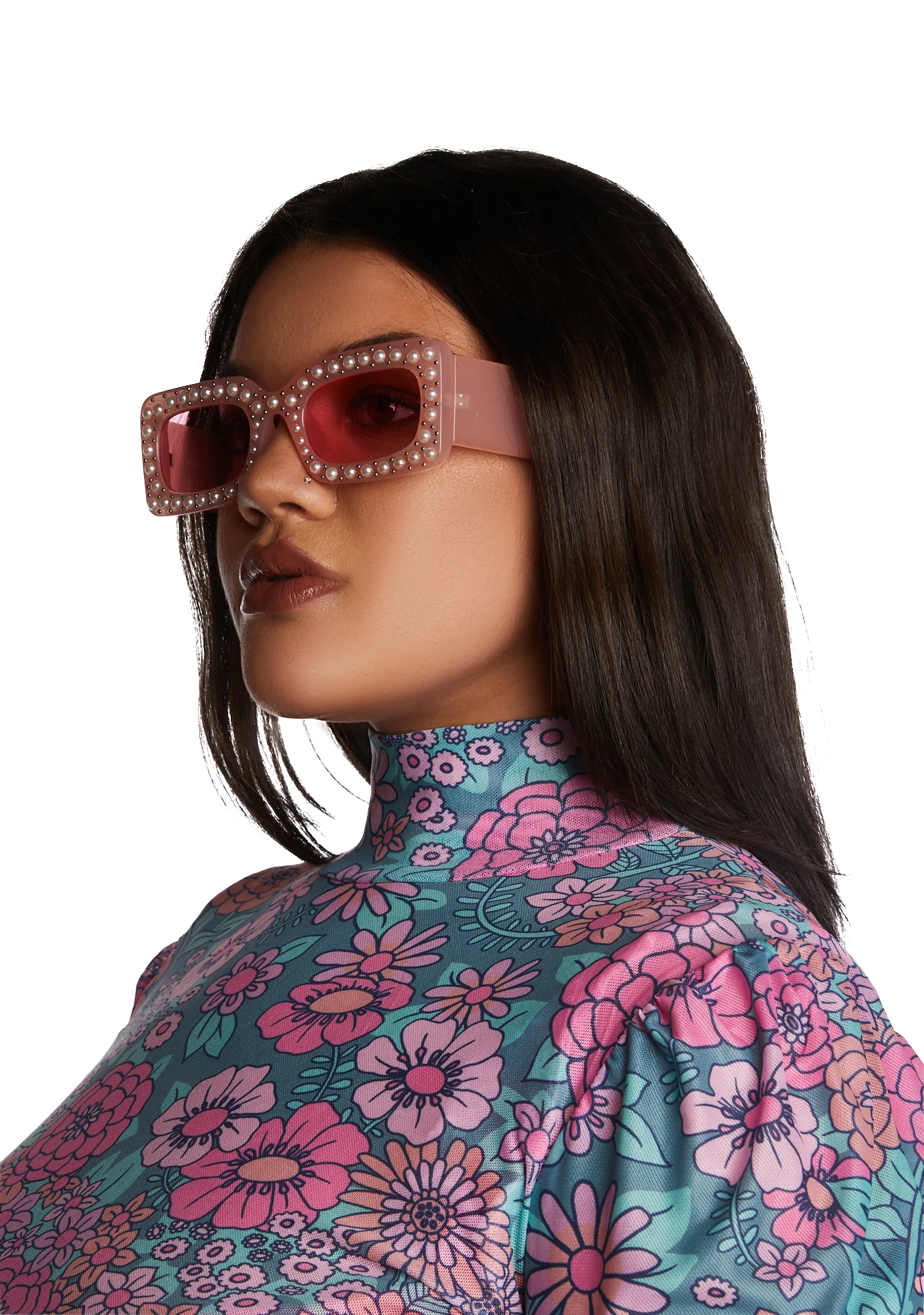 Pop Goes My Heart Pearl Sunglasses - Pink - Image 2