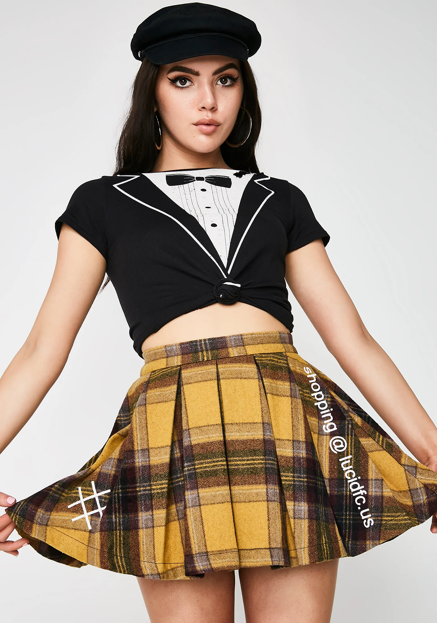 Plaid Mini Skater Skirt - Image 2