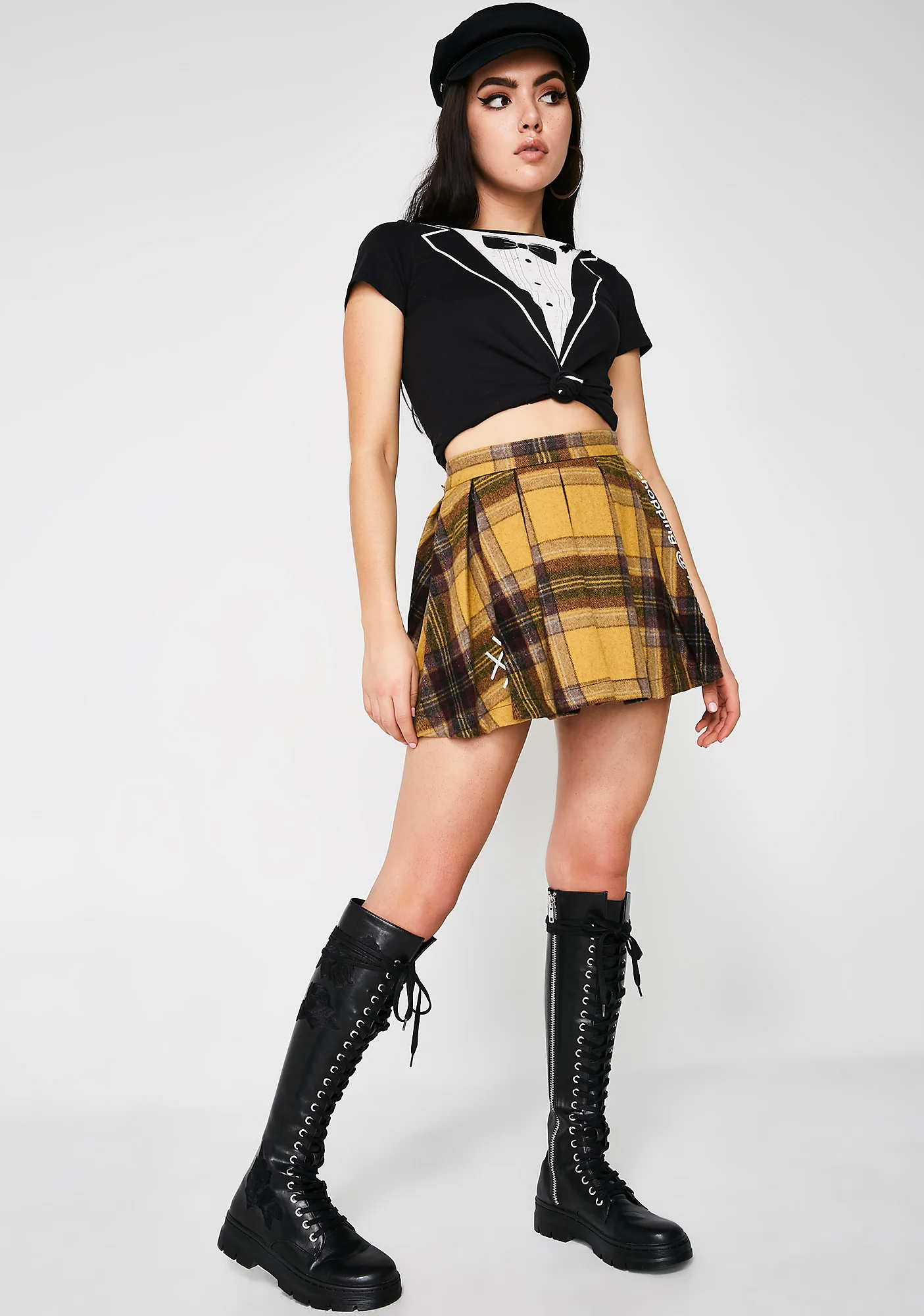 Plaid Mini Skater Skirt - Image 4