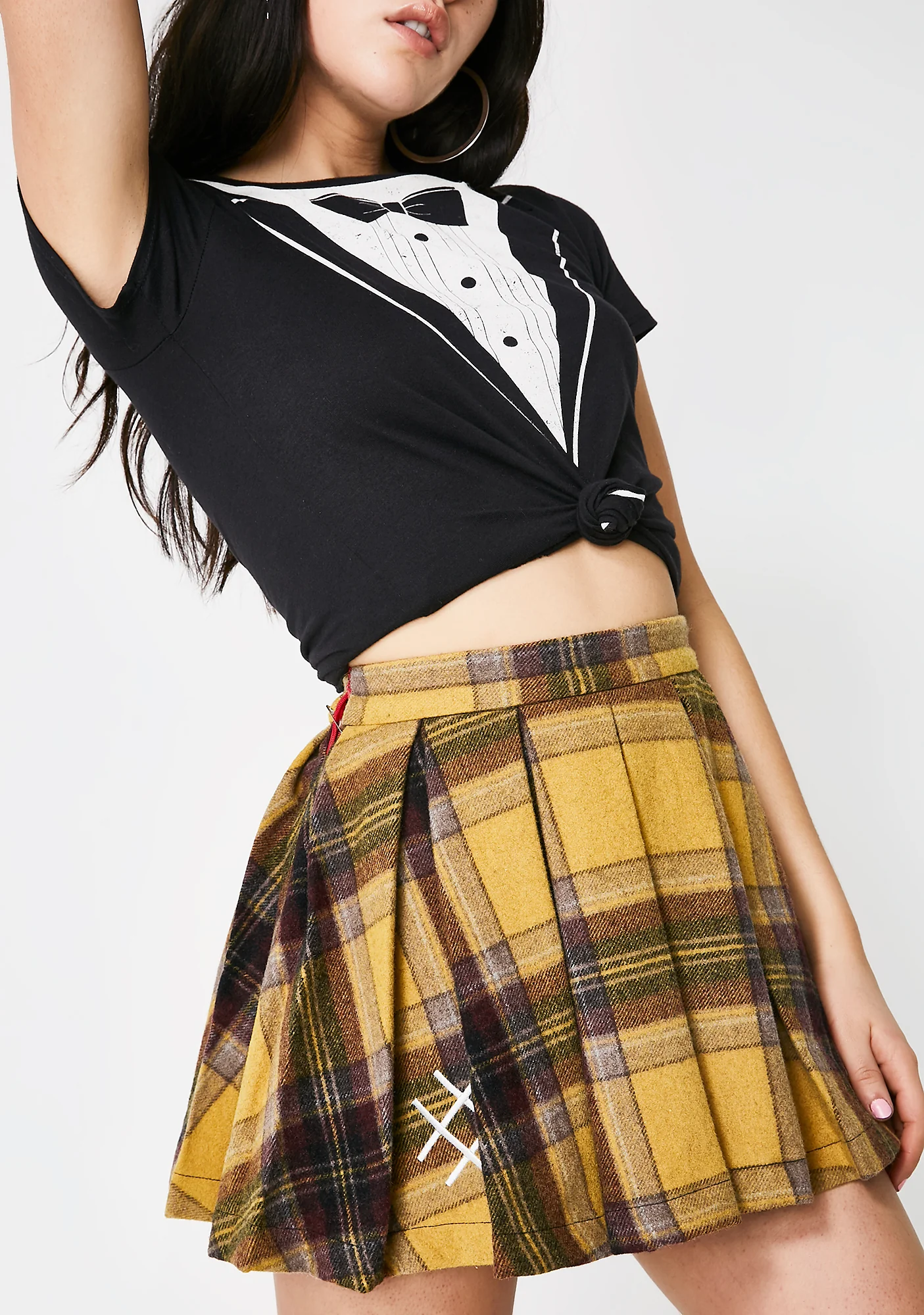 Plaid Mini Skater Skirt - Image 5
