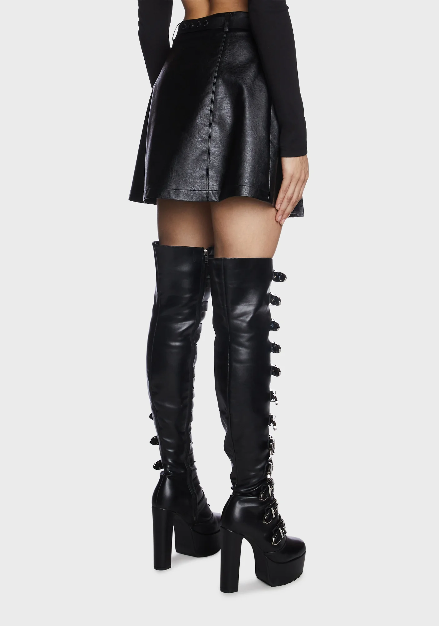 Plaid Splicing Skirt - Image 3
