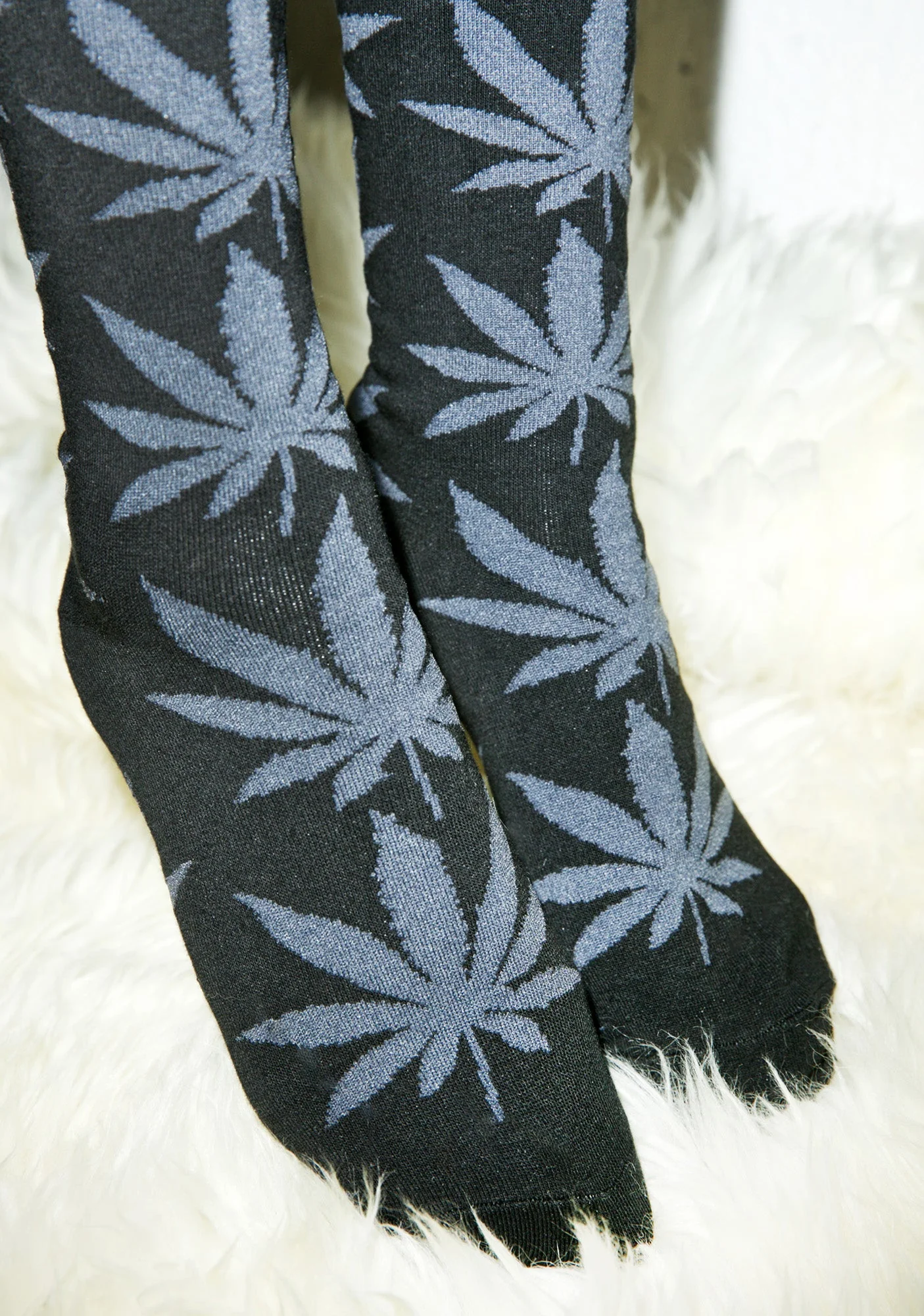 Plantlife Thigh High Socks - Gray - Image 2
