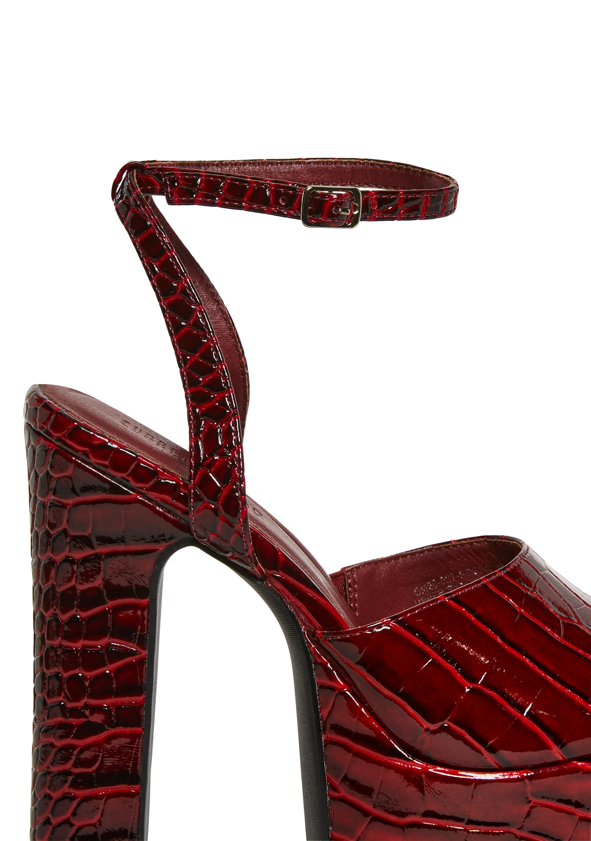 Devour Croc Platform Heels - Red - Image 2