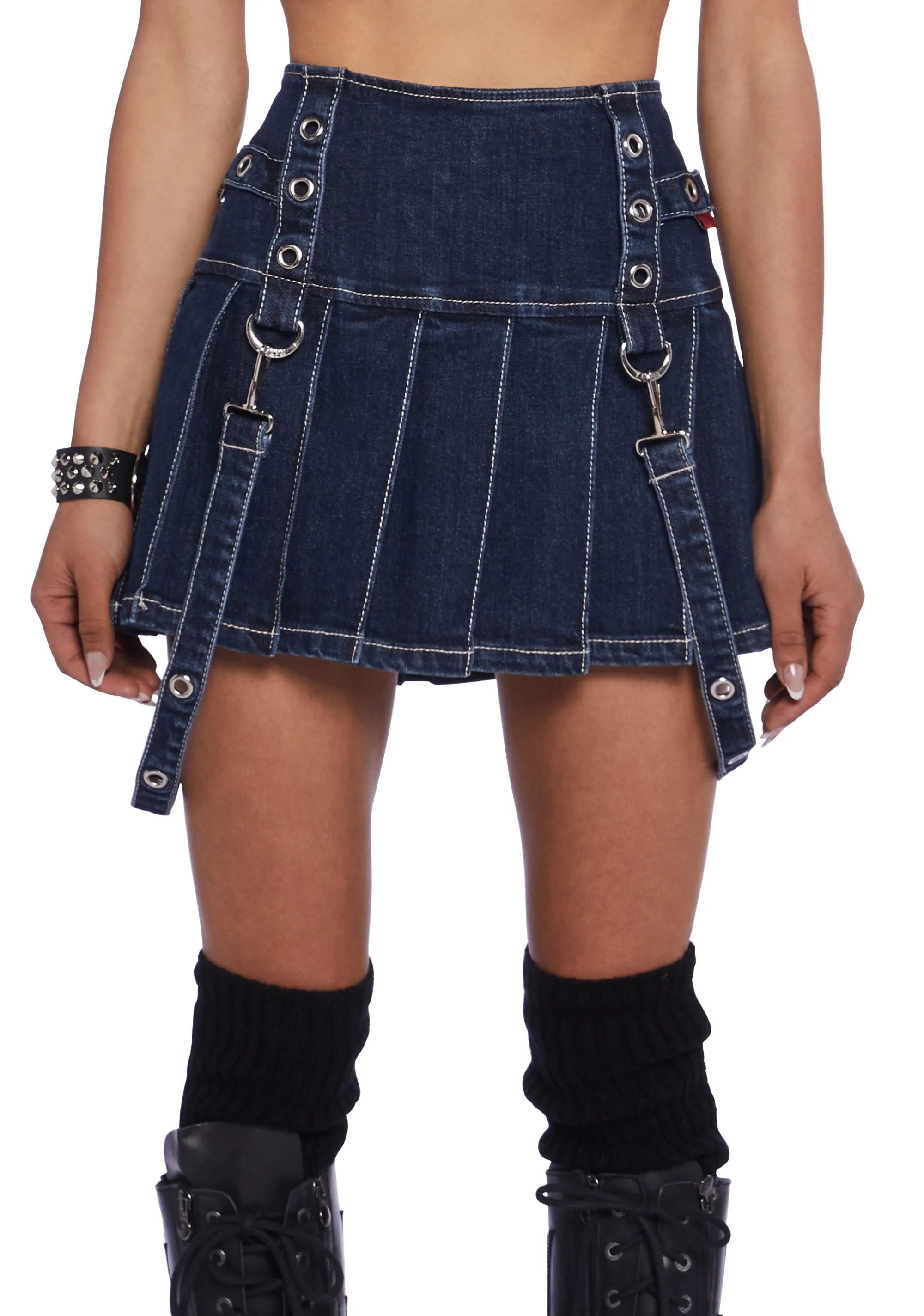 Pleated Bondage Mini Skirt - Image 5