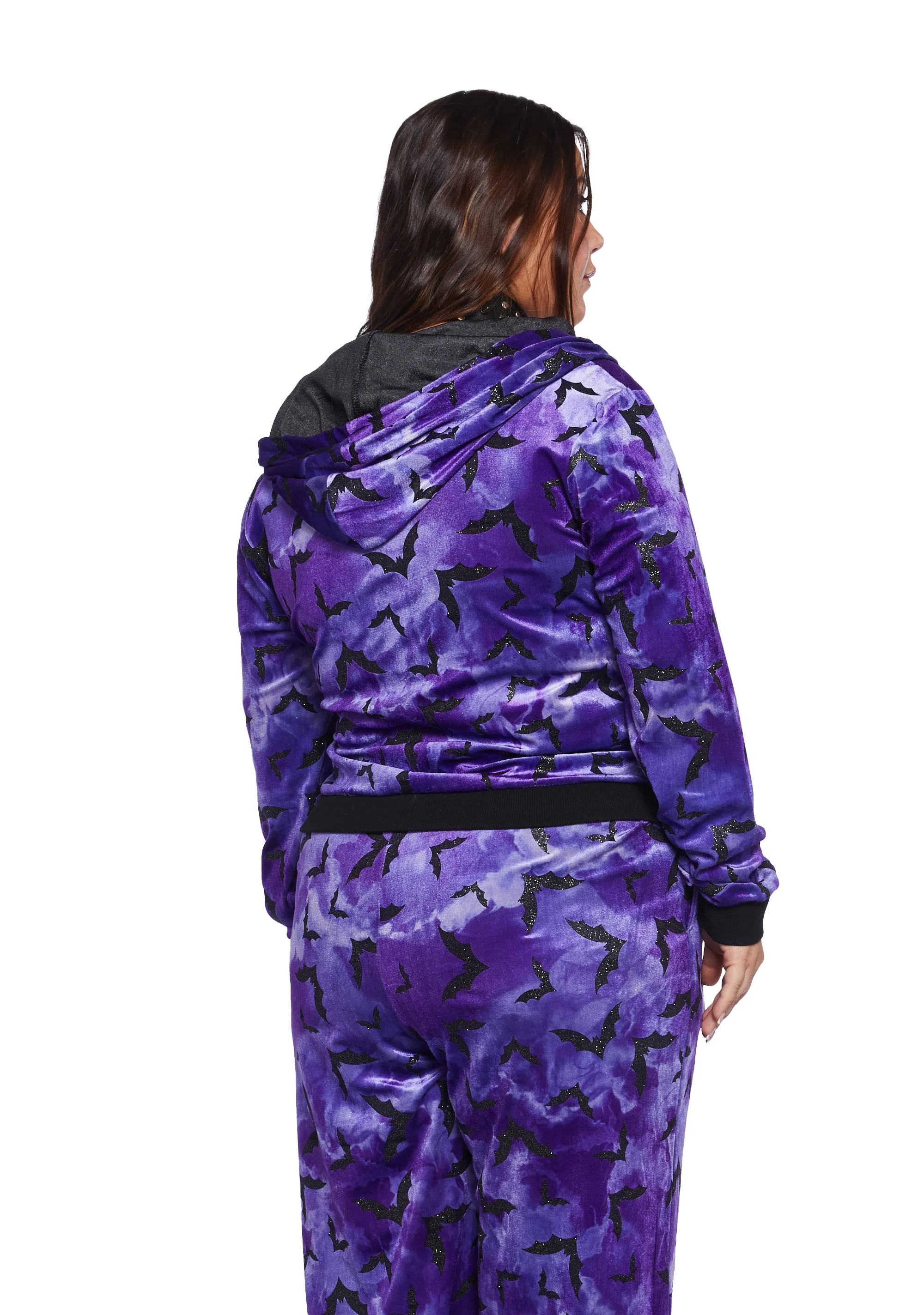 Plus Bat Behavior Cropped Hoodie - Purple - Image 2