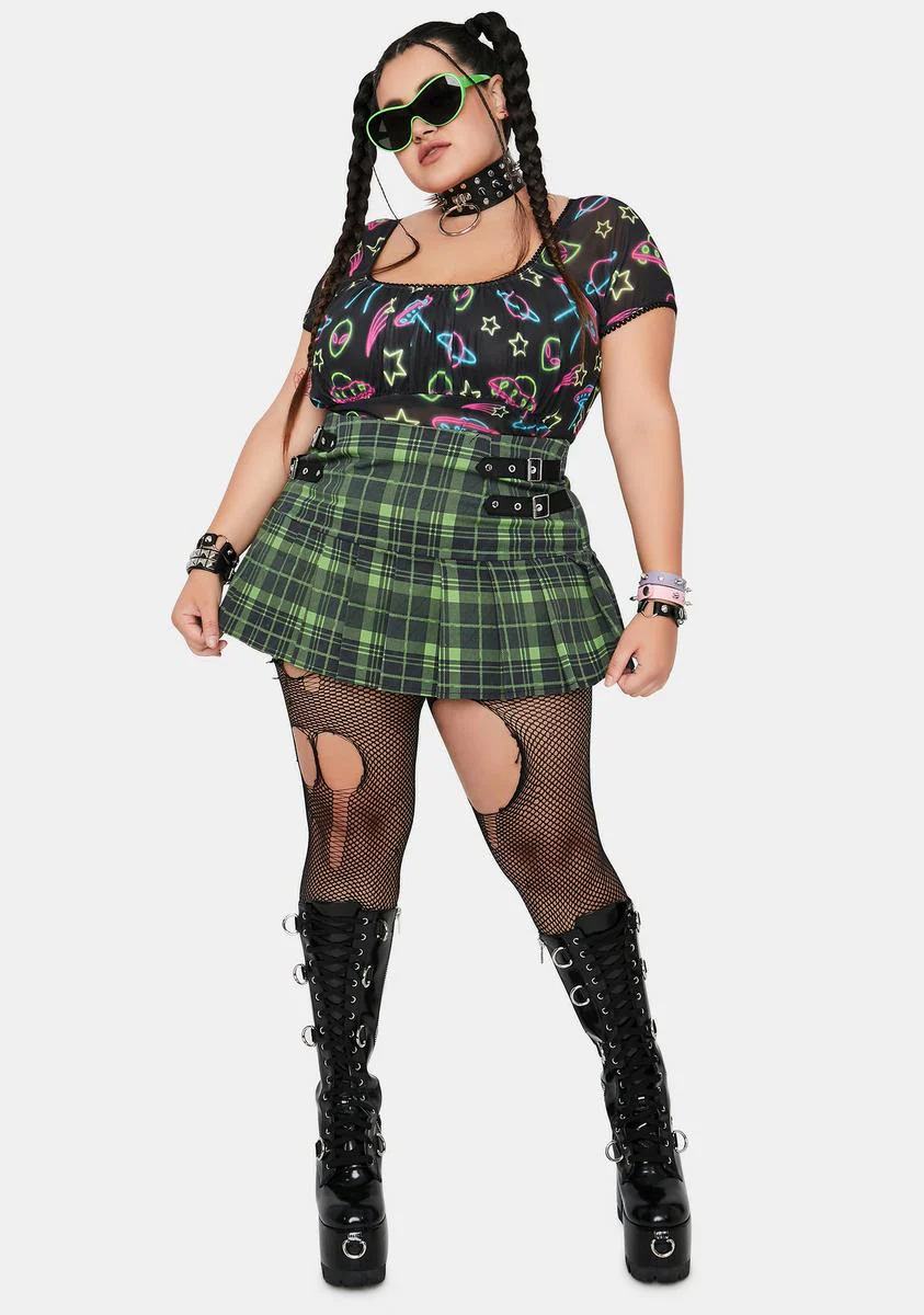 Plus Cosmic Enchantment Plaid Pleated Skirt - Image 3