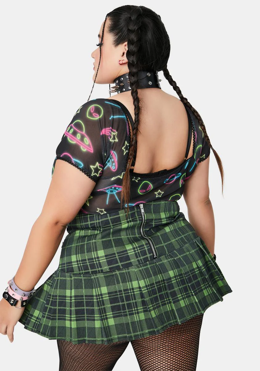 Plus Cosmic Enchantment Plaid Pleated Skirt - Image 4