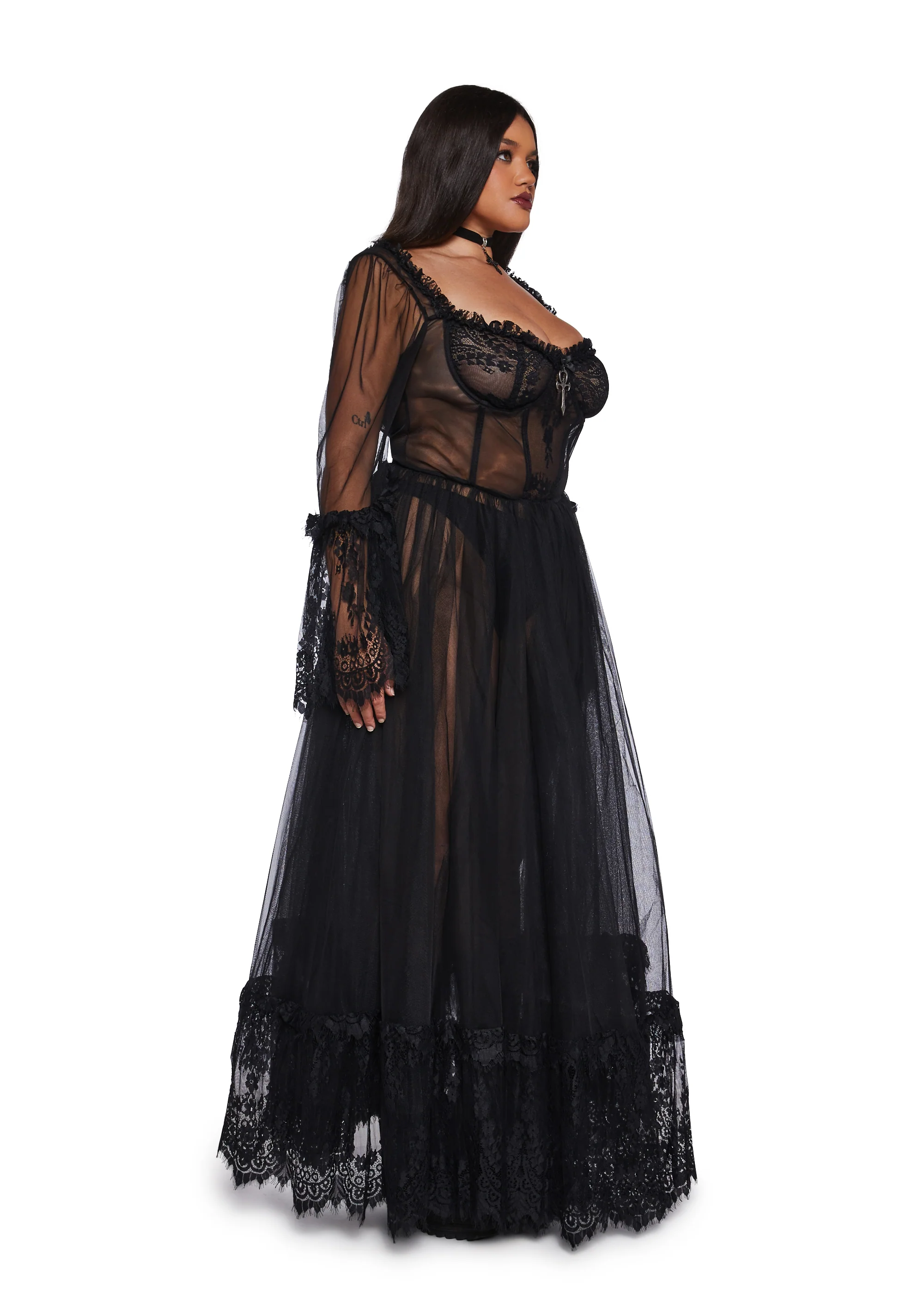 Plus Dance With Death Maxi Dress - Black - Image 3