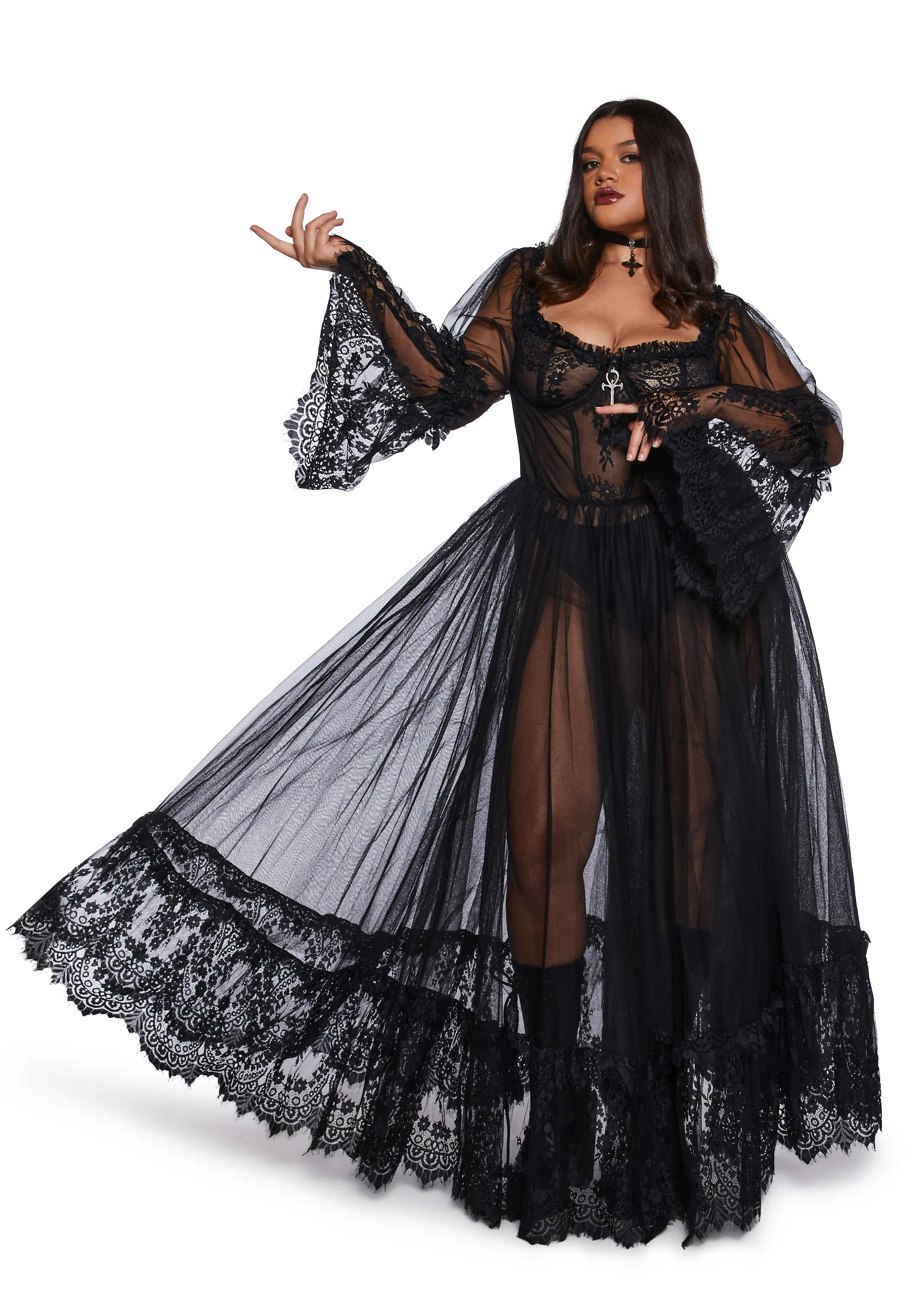Plus Dance With Death Maxi Dress - Black - Image 5