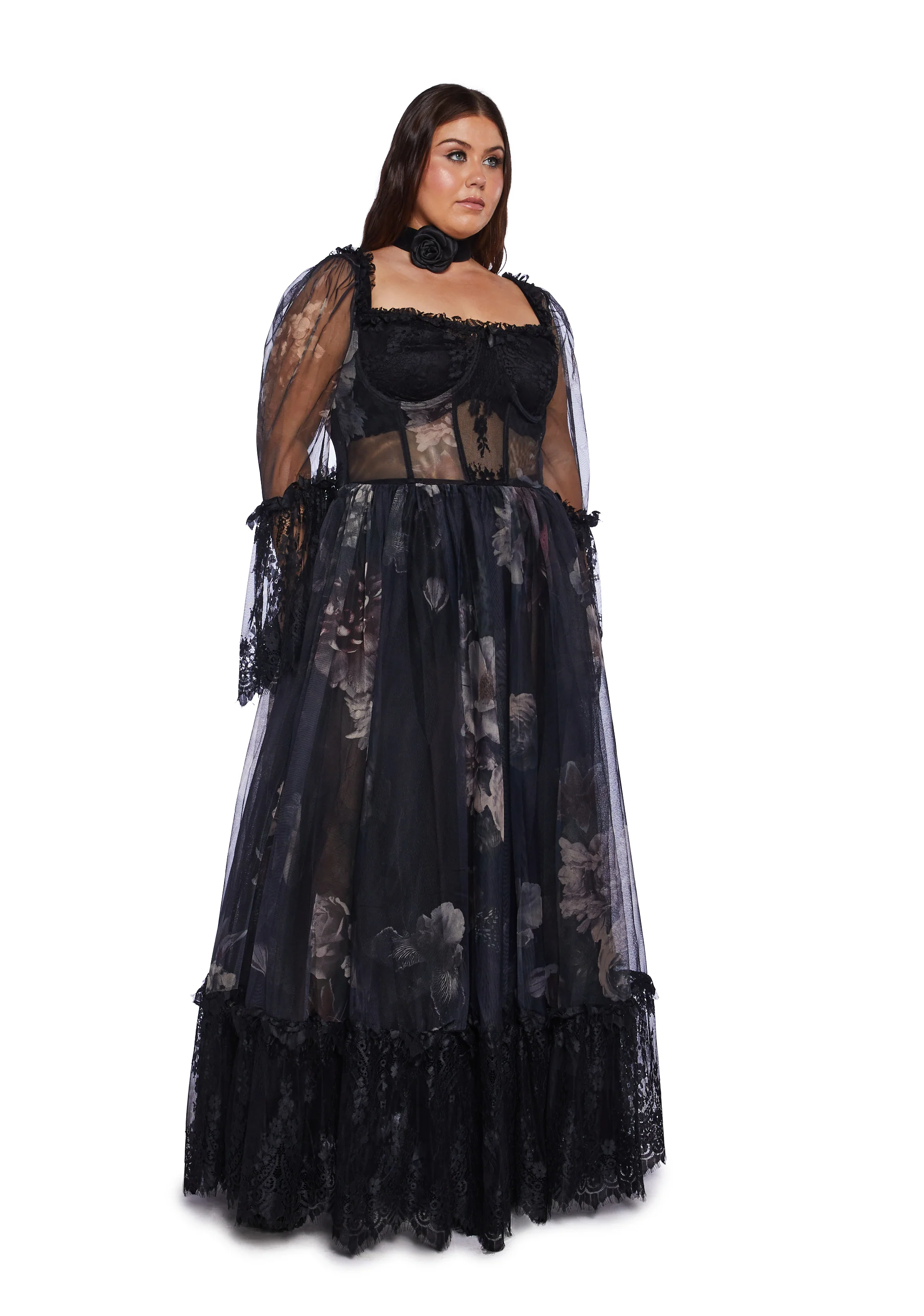 Plus Dance With Death Maxi Dress - Floral - Image 3