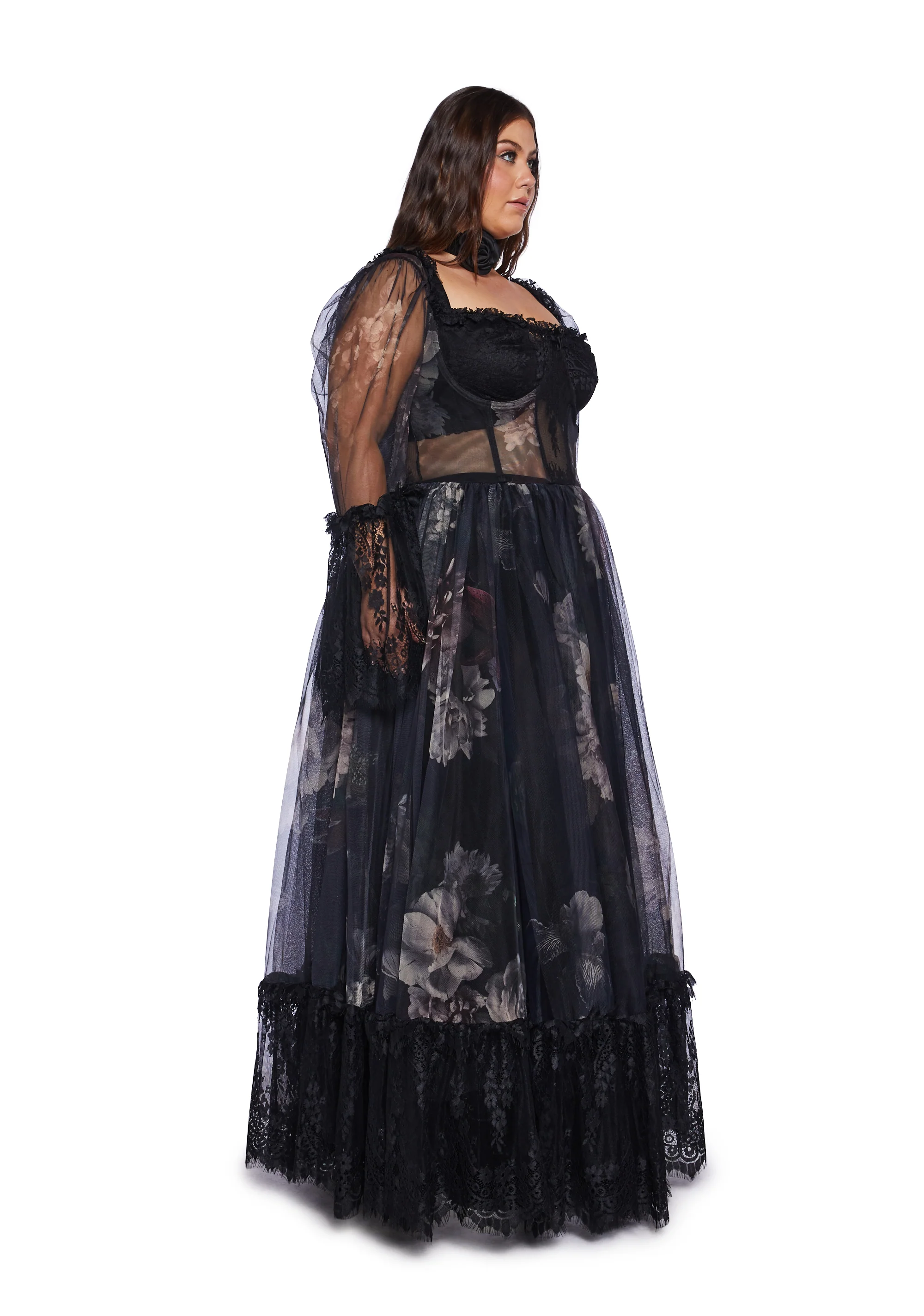 Plus Dance With Death Maxi Dress - Floral - Image 5