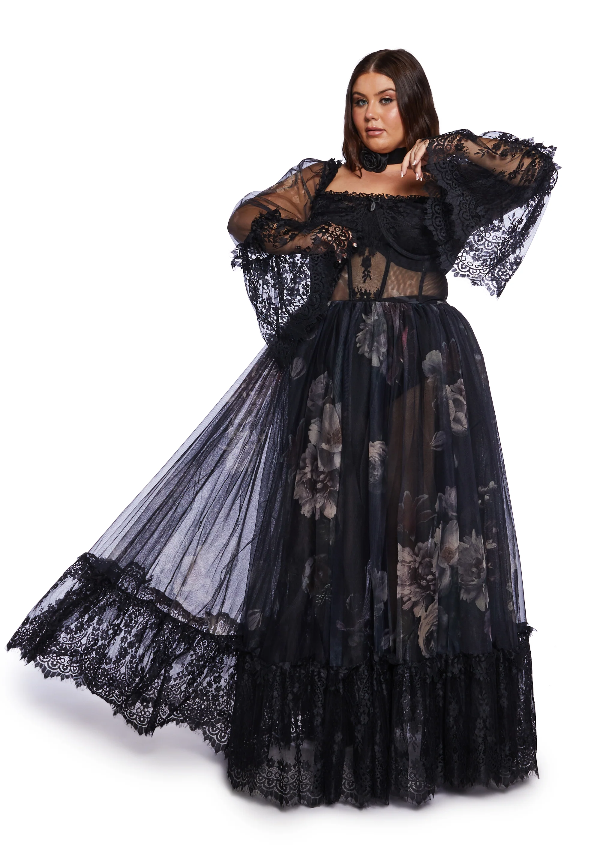 Plus Dance With Death Maxi Dress - Floral - Image 6