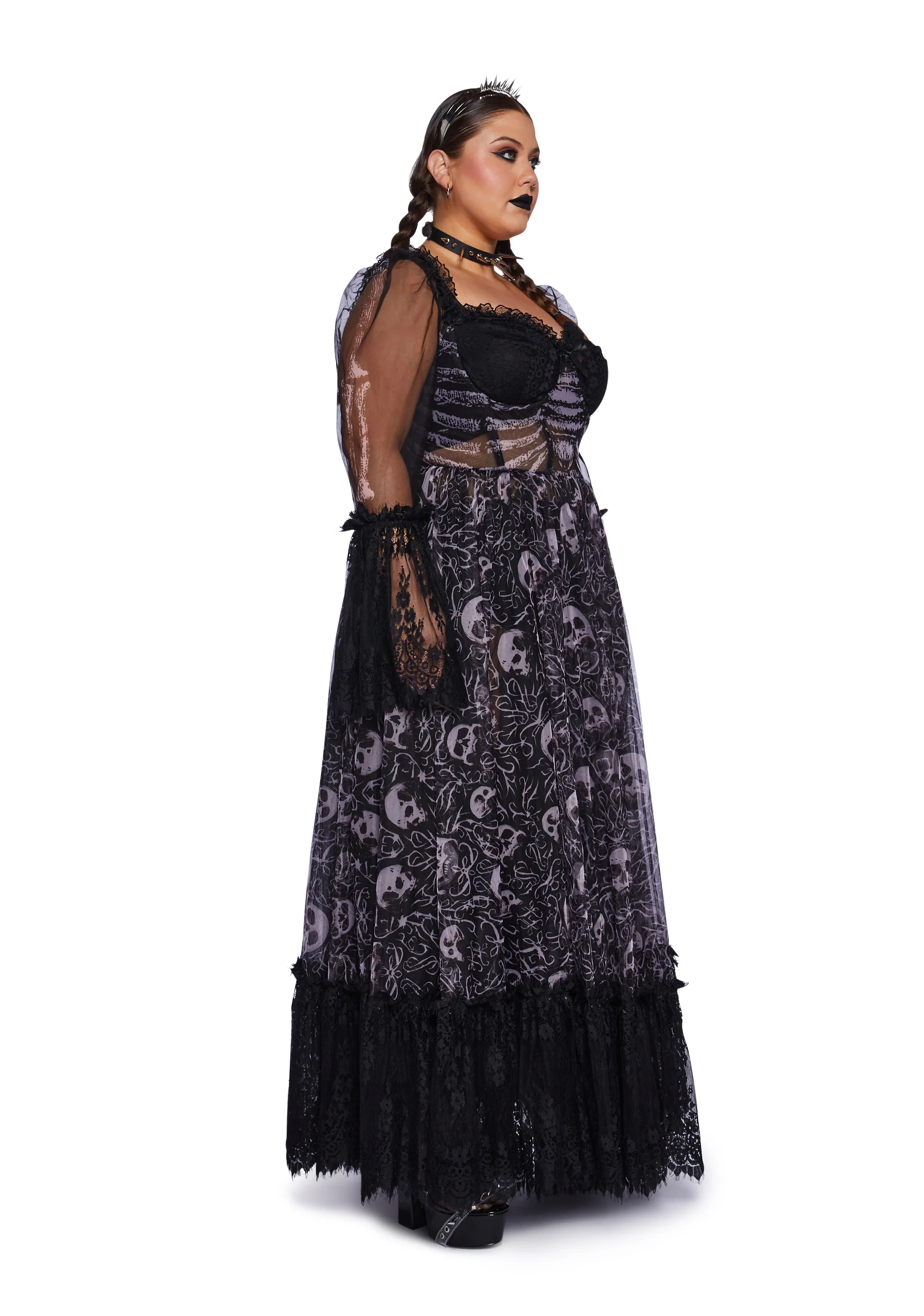 Plus Dance With Death Maxi Dress - Skull - Image 5