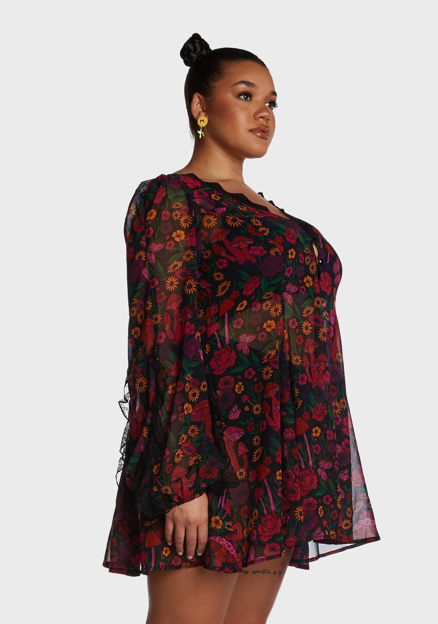 Plus Daydreamer Floral Mini Dress - Multi - Image 3