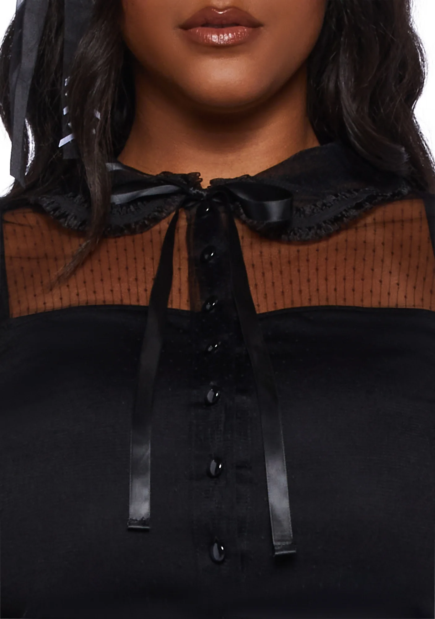 Plus Delicate Interlude Sheer Blouse - Black - Image 5