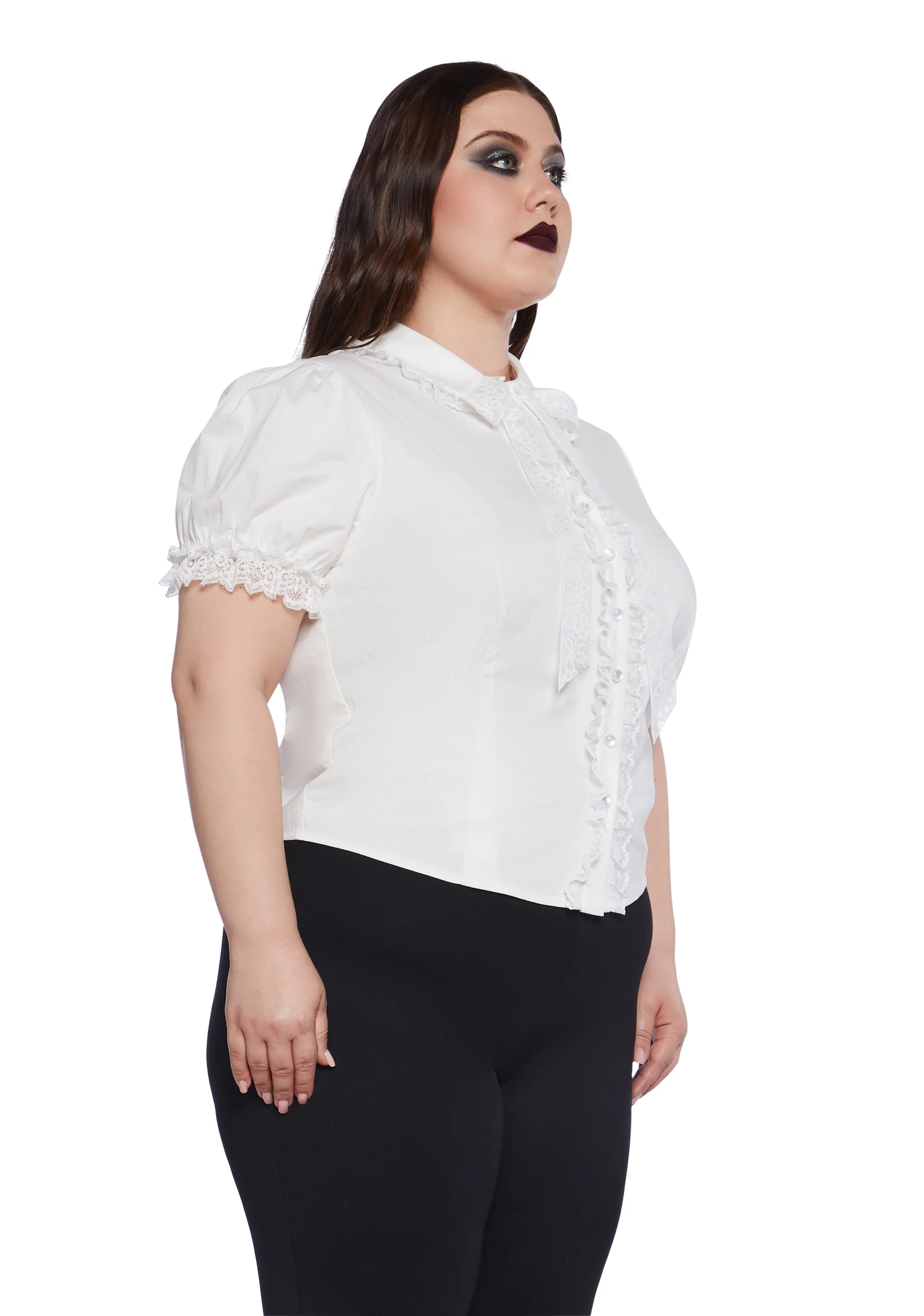 Plus Coveted Darling Poplin Blouse - White - Image 3