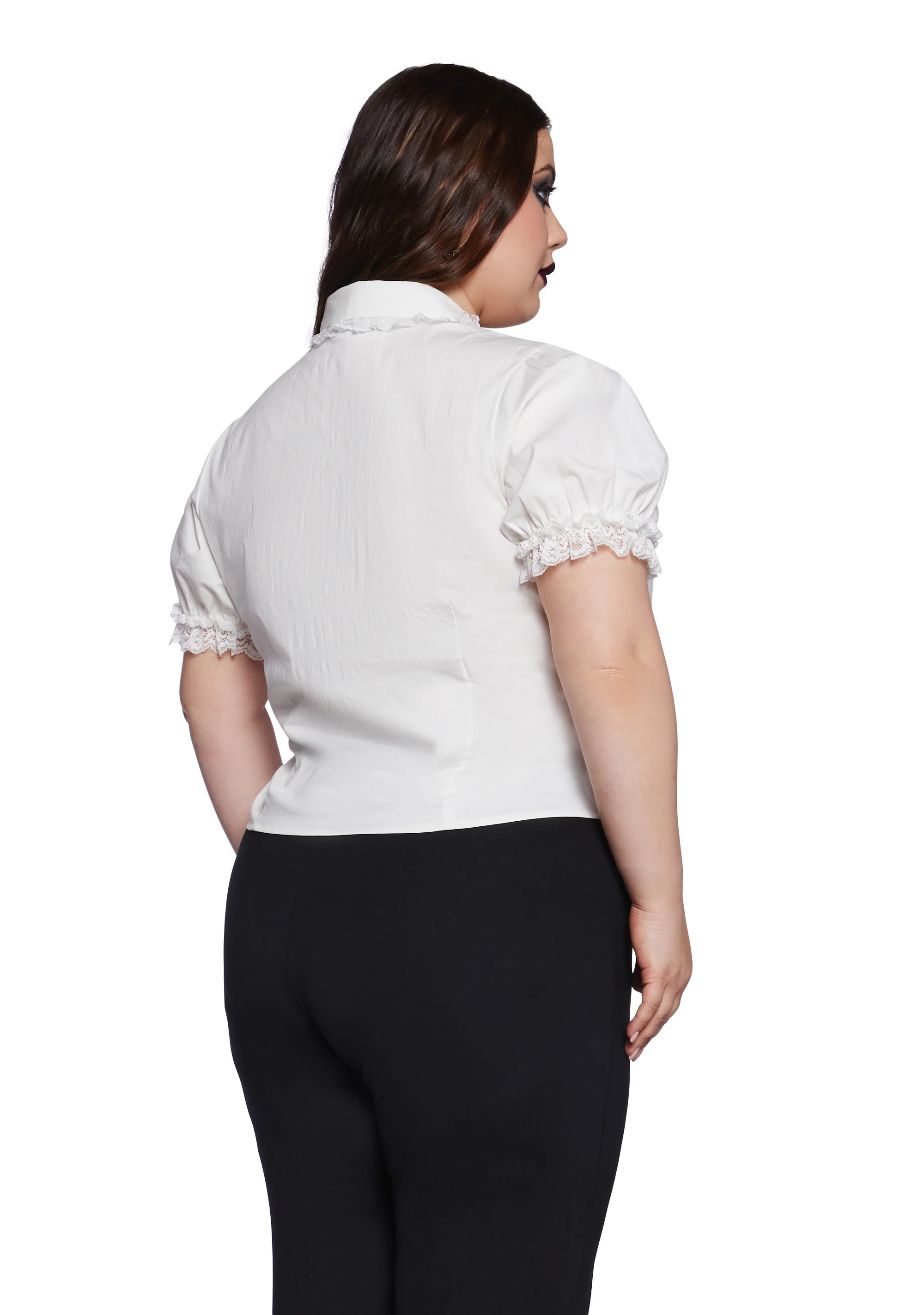 Plus Coveted Darling Poplin Blouse - White - Image 4