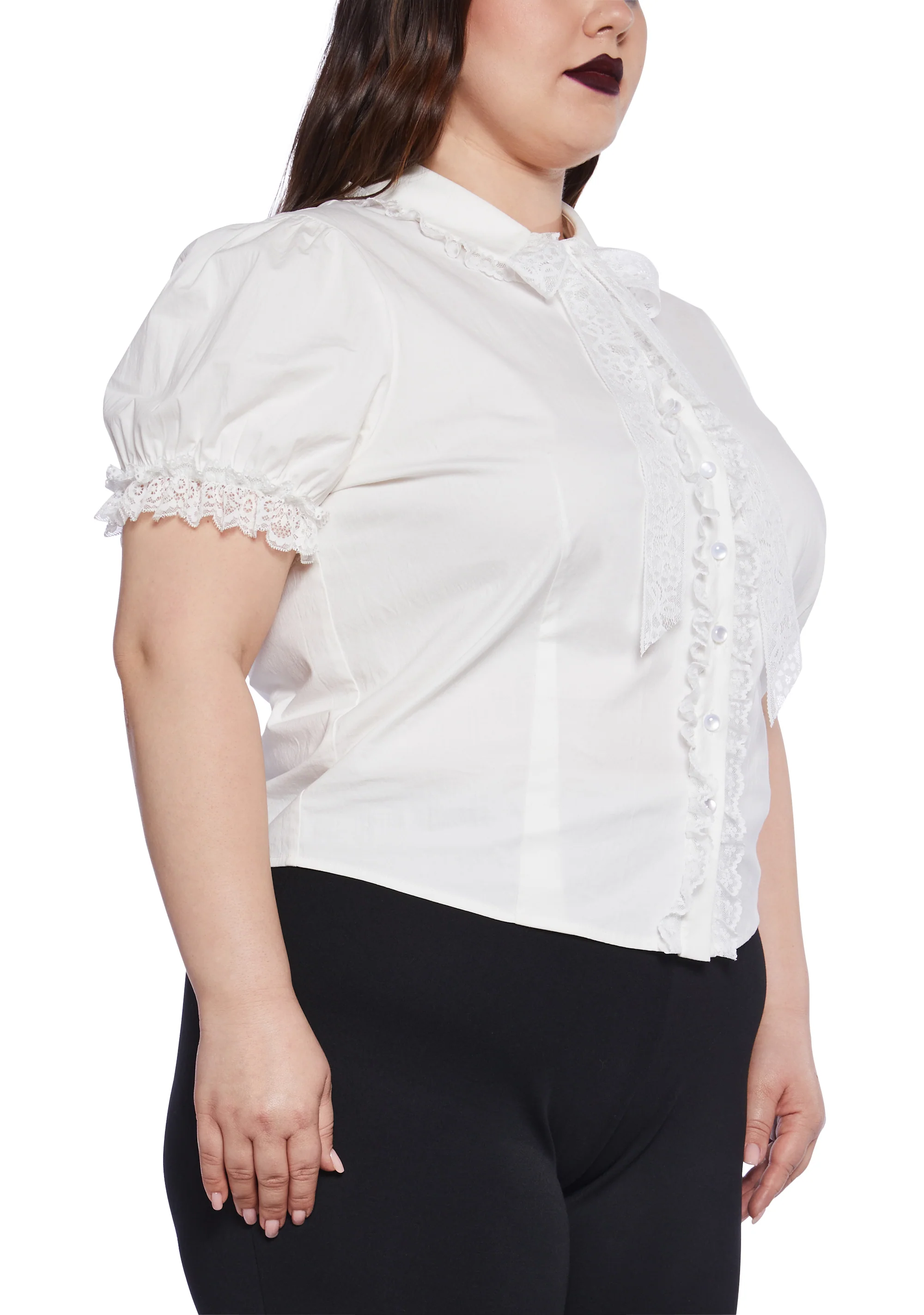 Plus Coveted Darling Poplin Blouse - White - Image 5
