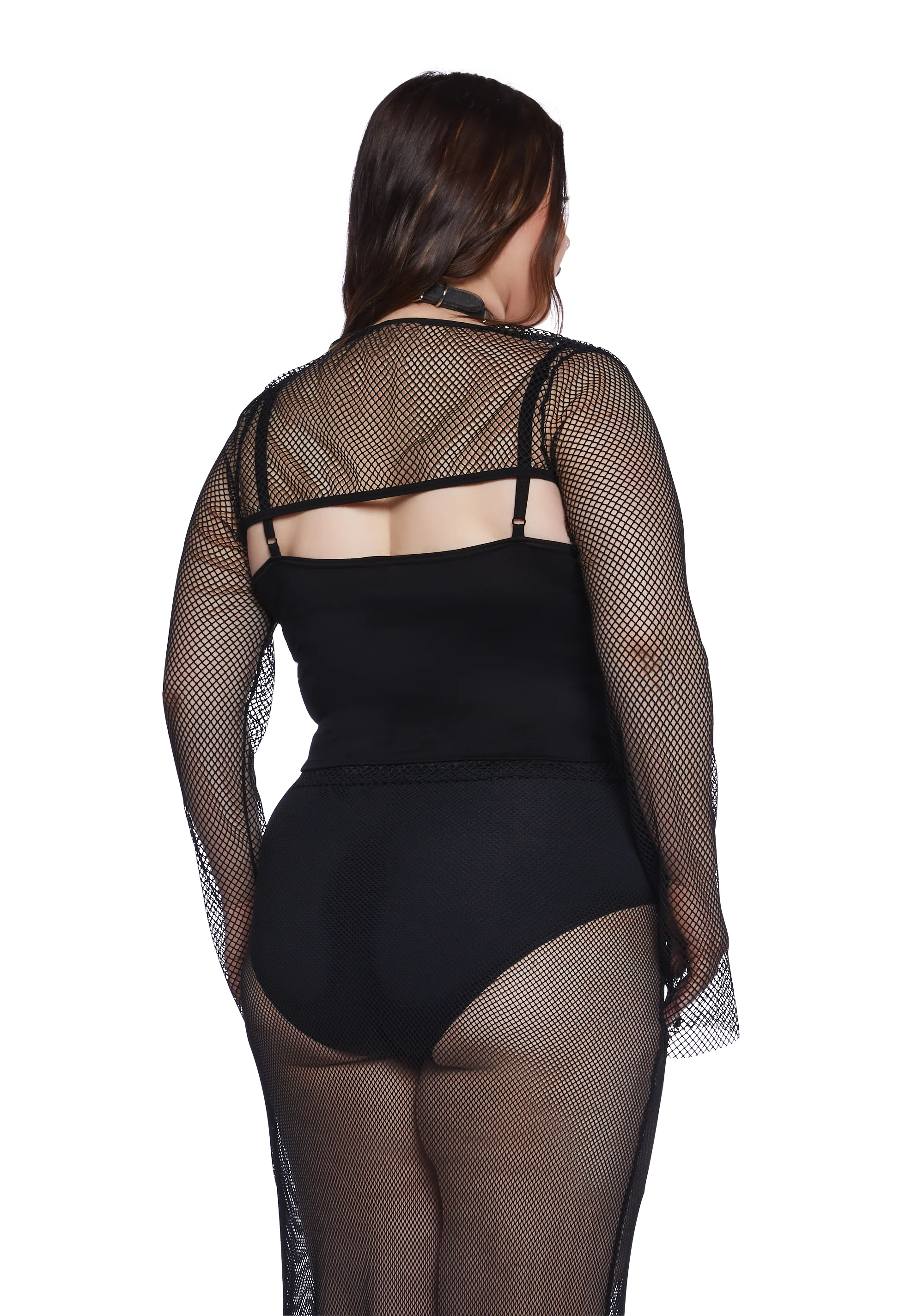 Plus Heavy Metal Lover Fishnet Cami And Shrug Set - Image 4