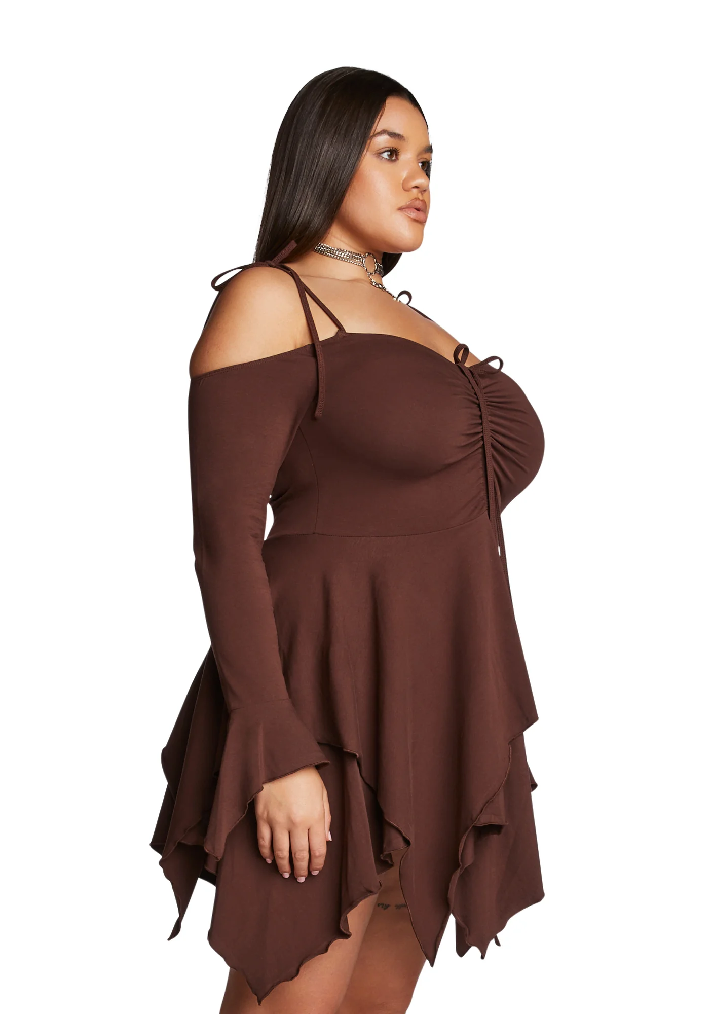 Plus F is For Fairies Handkerchief Dress - Brown - Image 3