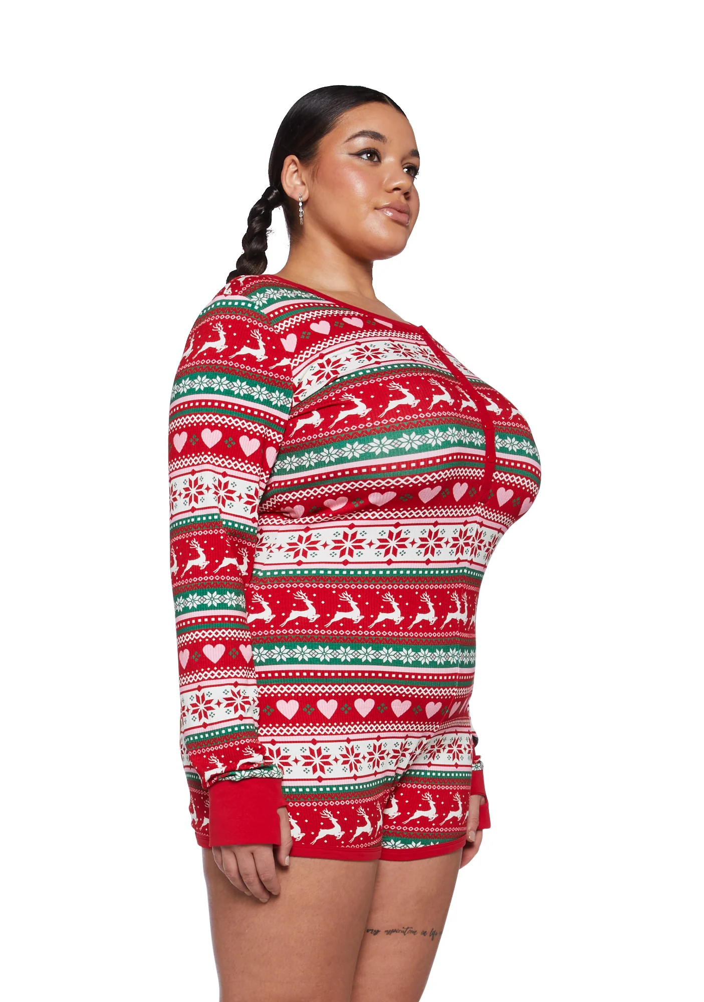Plus Snowy Soiree Knit Romper - Image 3