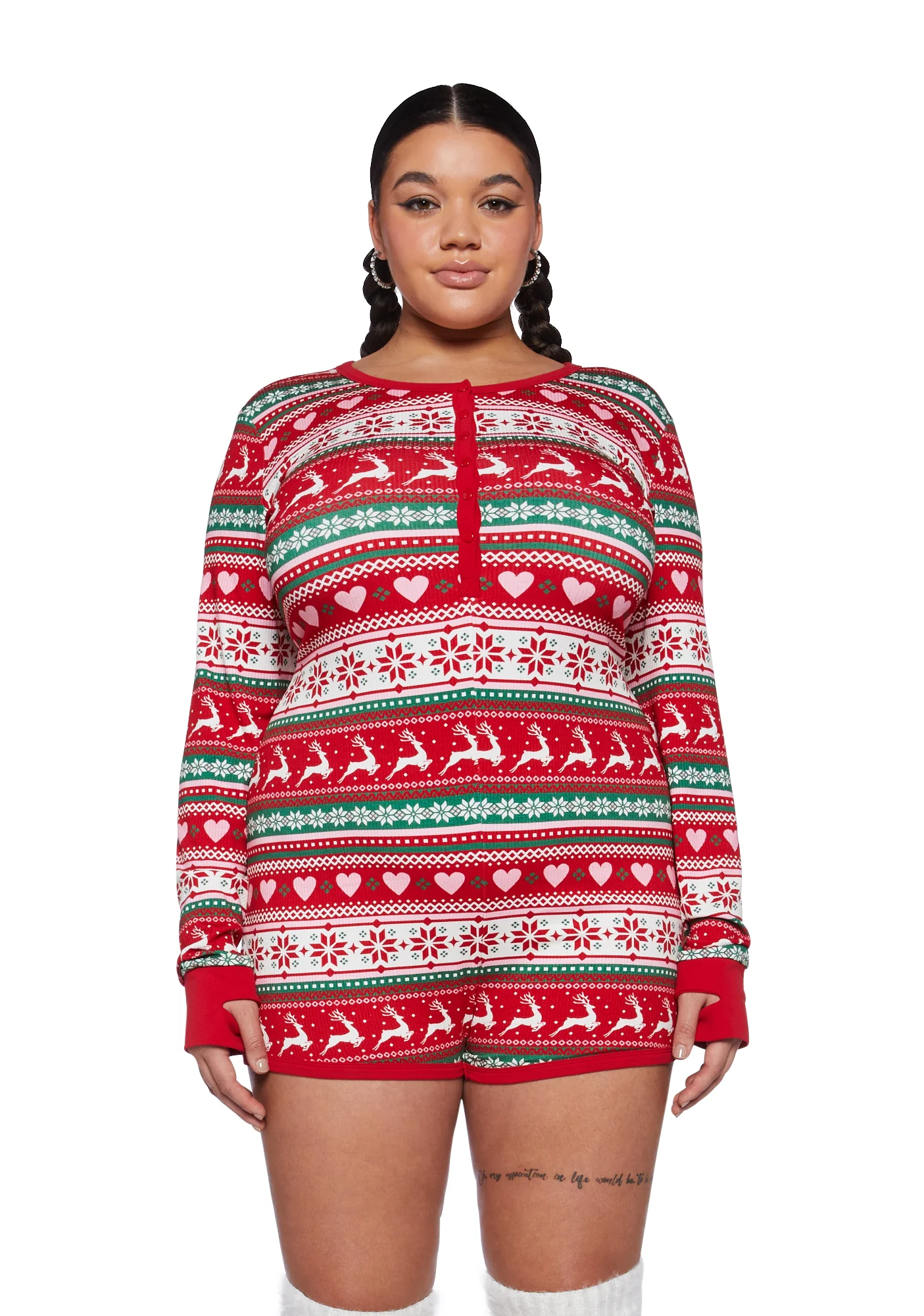 Plus Snowy Soiree Knit Romper - Image 6