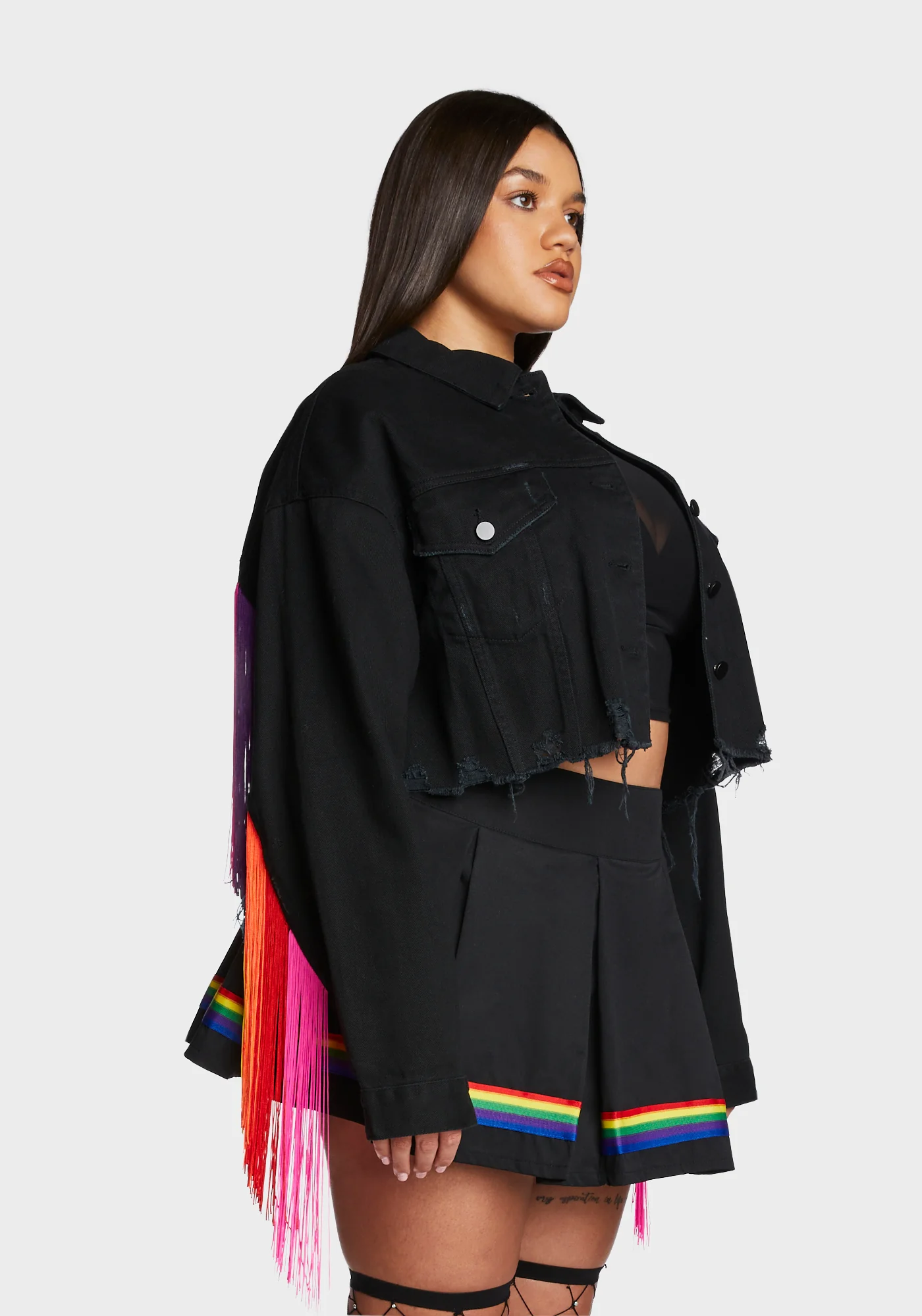 Plus Feel This Moment Denim Jacket - Black - Image 3