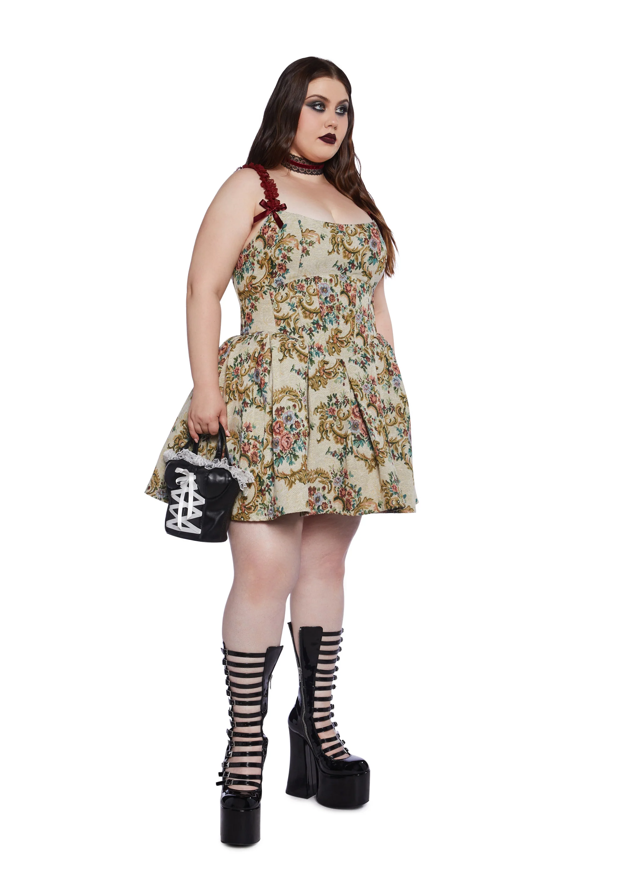 Plus Forbidden Rendezvous Brocade Dress - Image 2