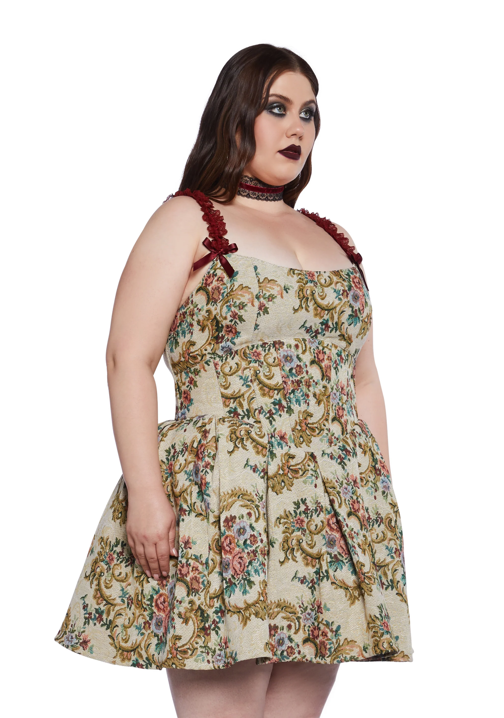 Plus Forbidden Rendezvous Brocade Dress - Image 3