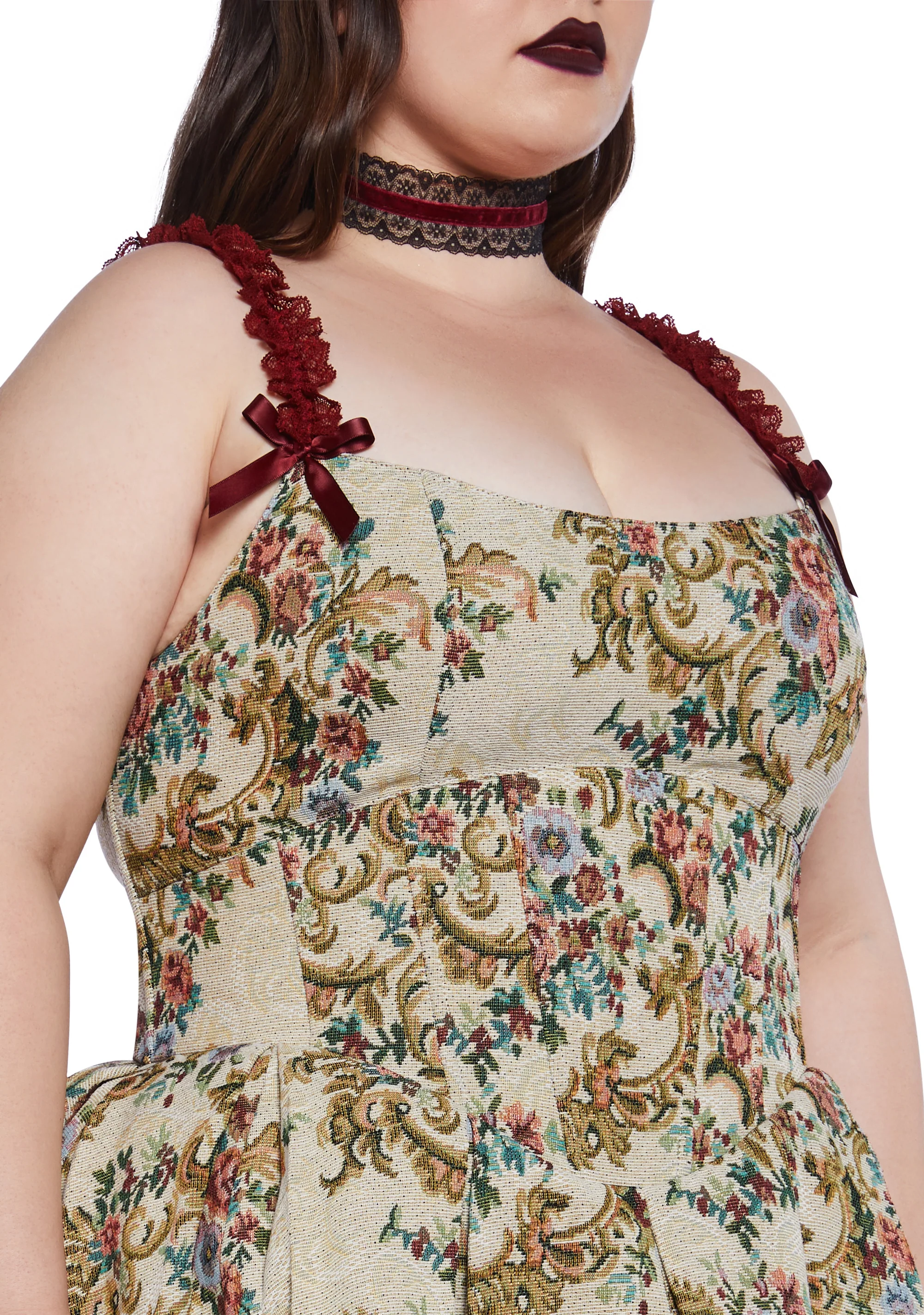 Plus Forbidden Rendezvous Brocade Dress - Image 4