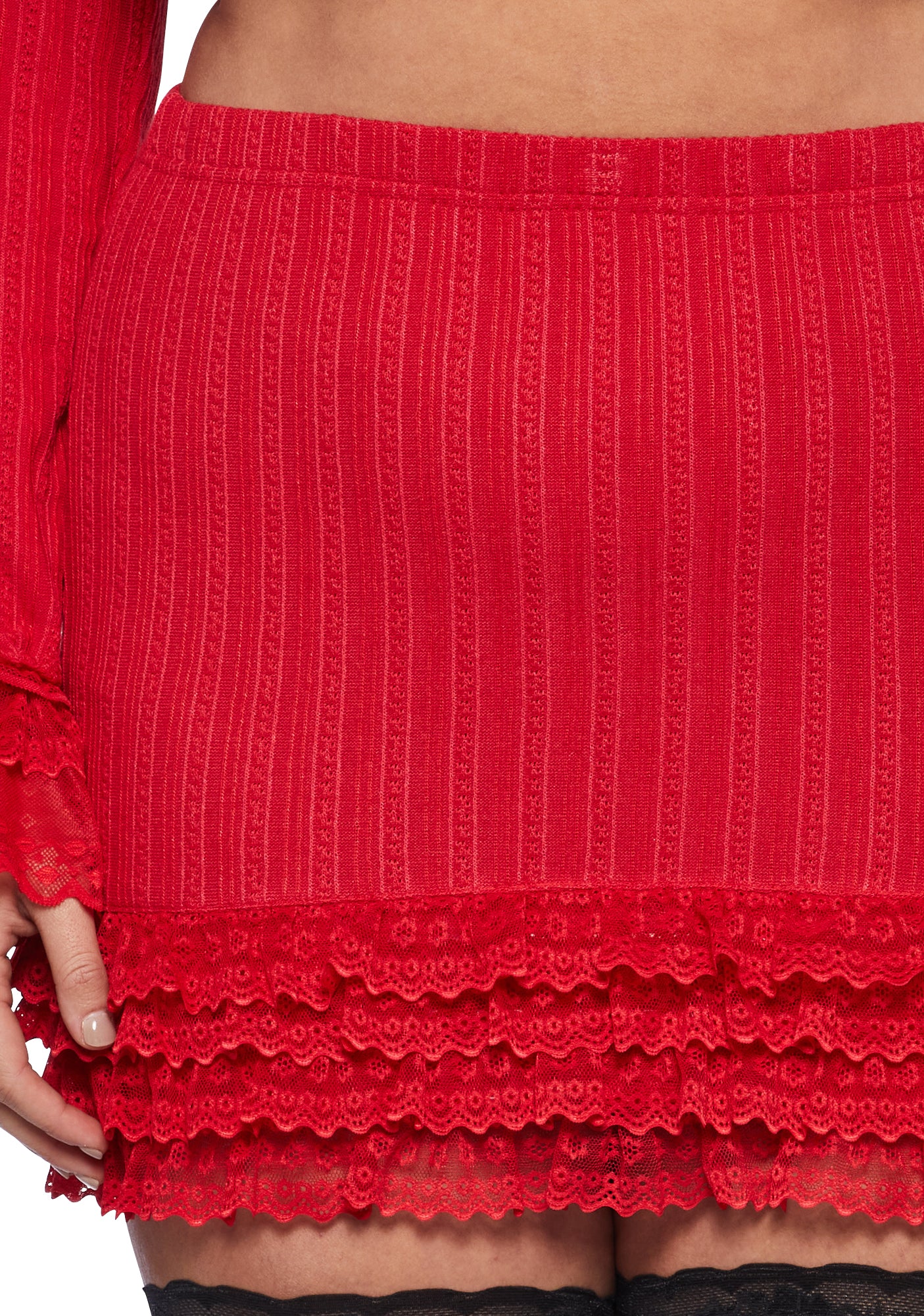 Plus Mistletoe Moves Mini Skirt-Red - Image 9