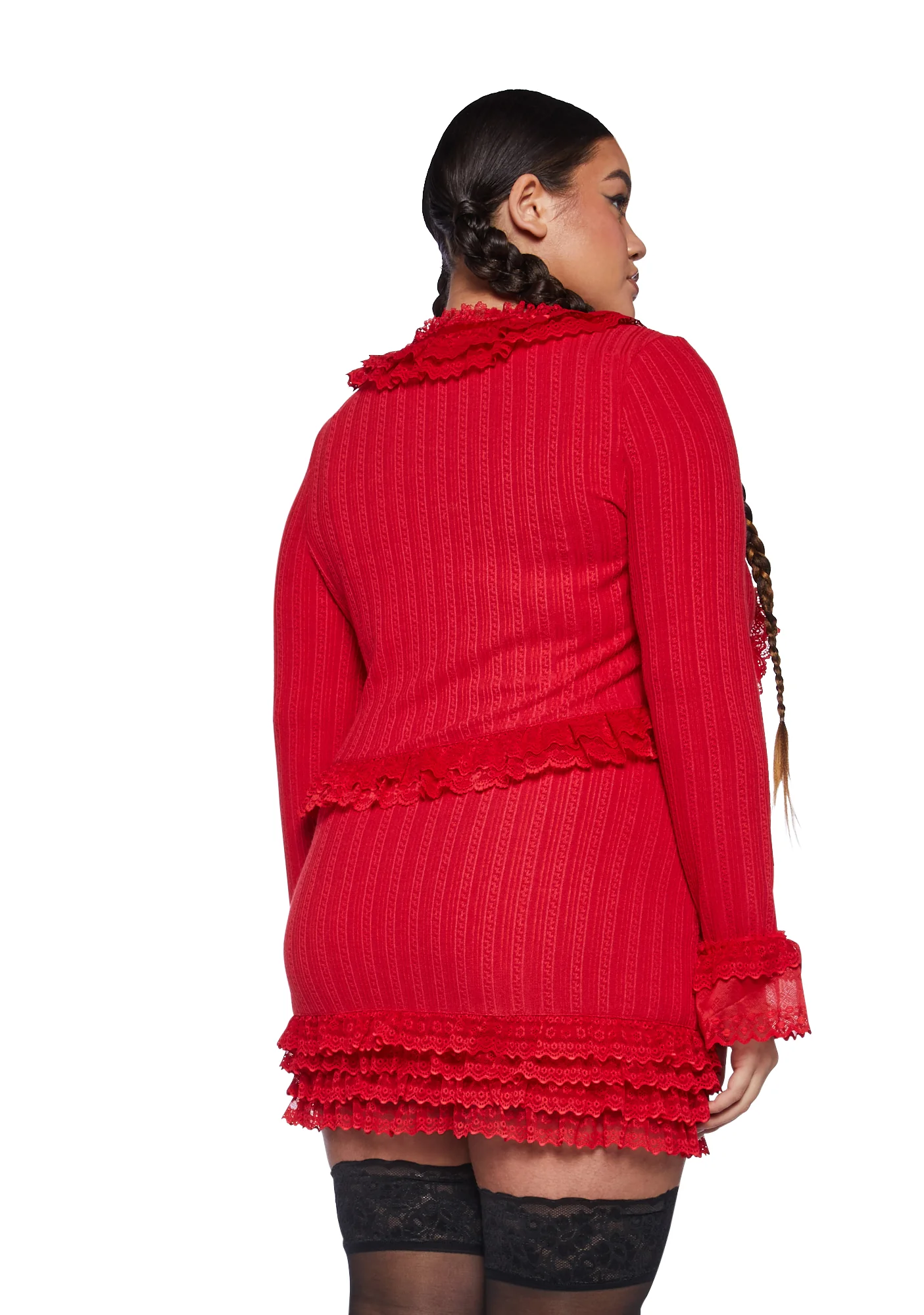 Plus Mistletoe Moves Cardigan Set-Red - Image 2