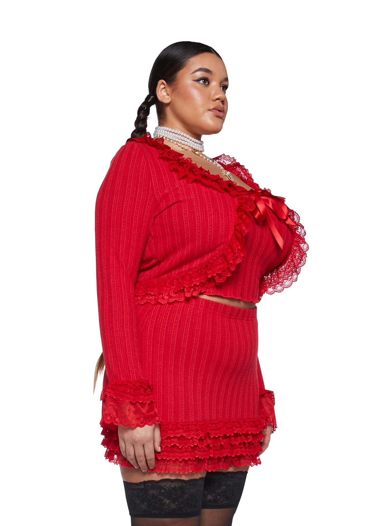 Plus Mistletoe Moves Cardigan Set-Red - Image 4