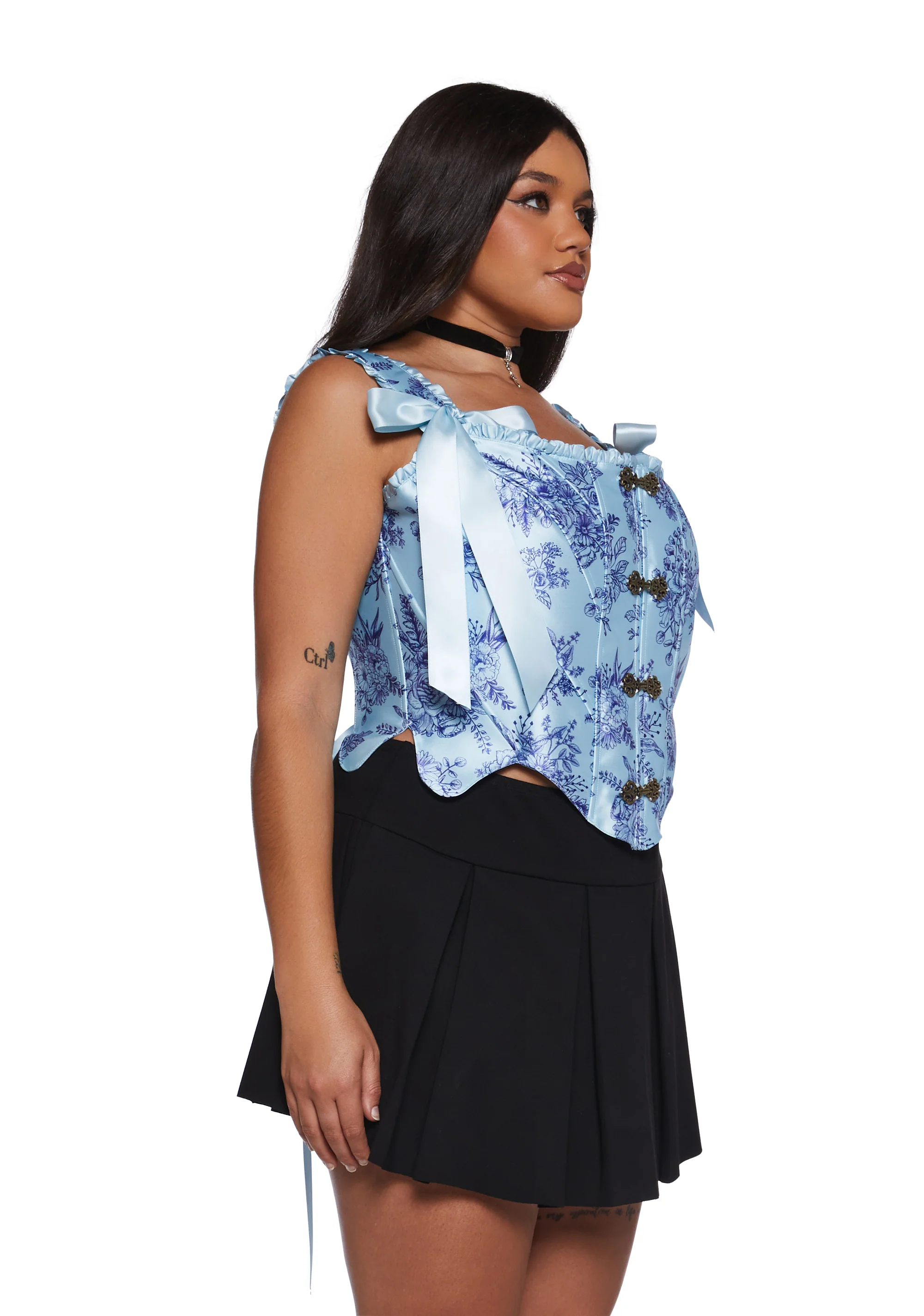 Plus Lavish Duchess Corset Top - Blue - Image 3